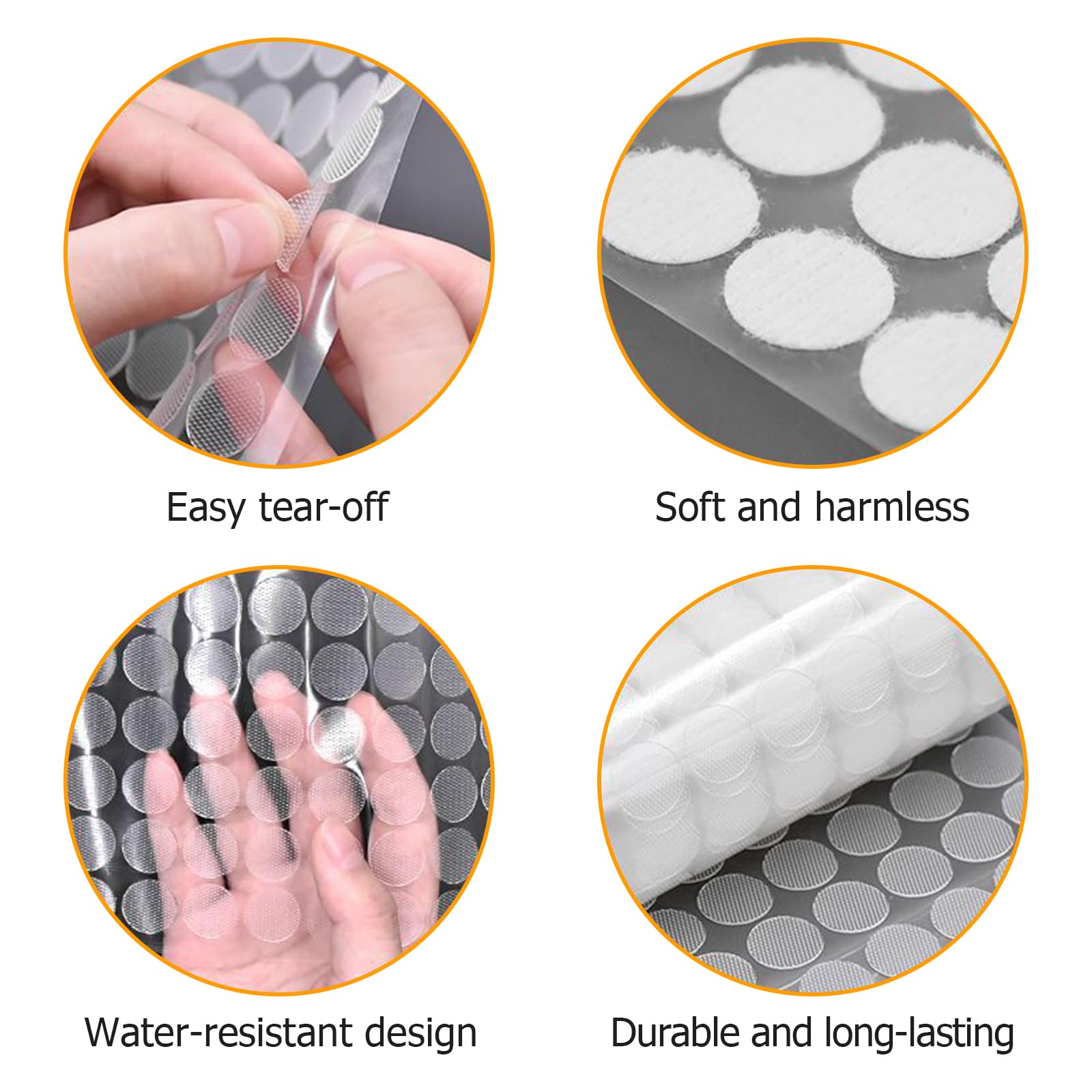 Redamancy Scratch Autocollant Rond 270 Paires 10mm Autocollantes Hook & Loop Pastille Adhesive