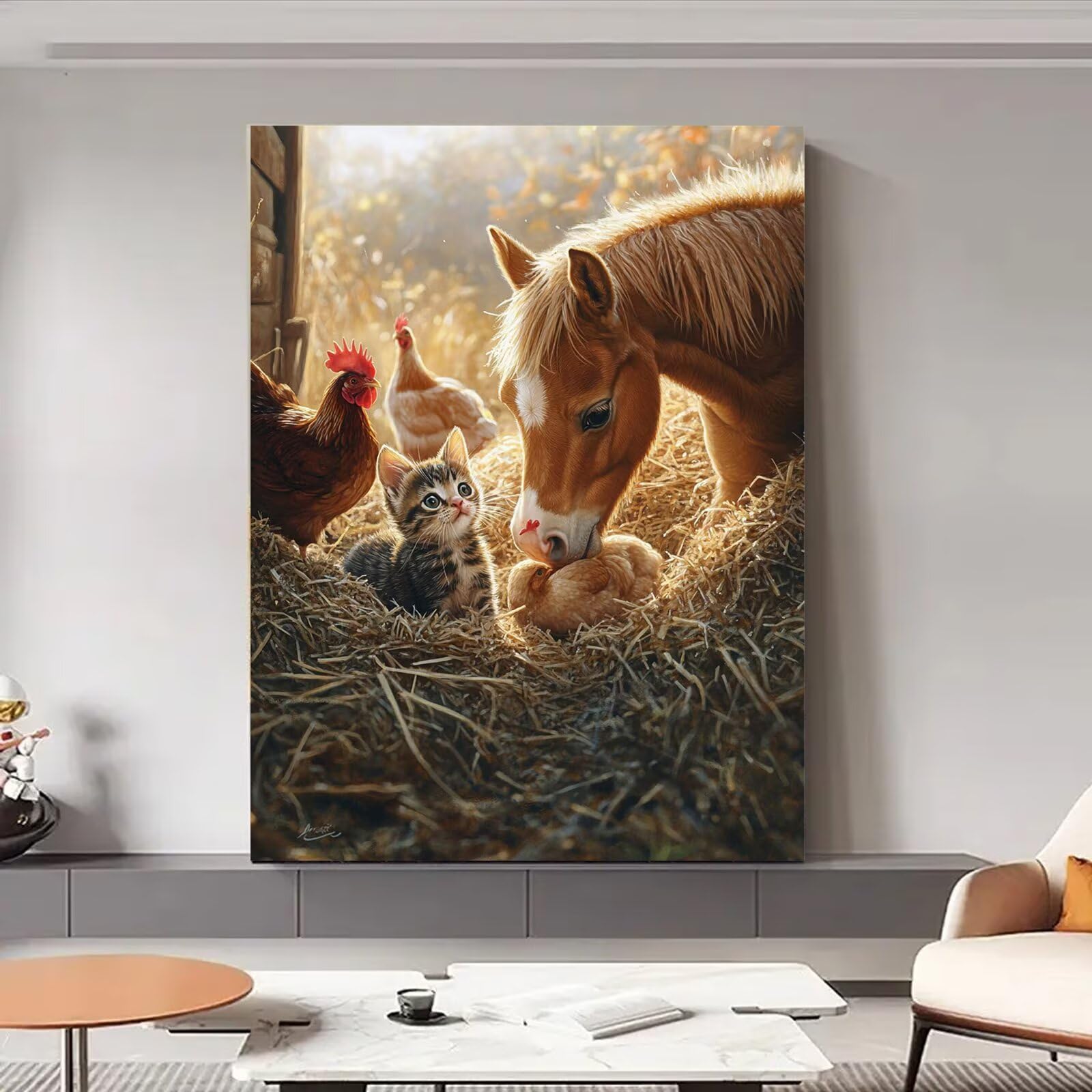 Malowanie według numerów dla dorosłych Farba Farba według numerów z ramą 70 x 100 cm, malowanie zwierząt według numerów z farbami i pędzlami, DIY zestawy do malowania olejnego, prezent do dekoracji