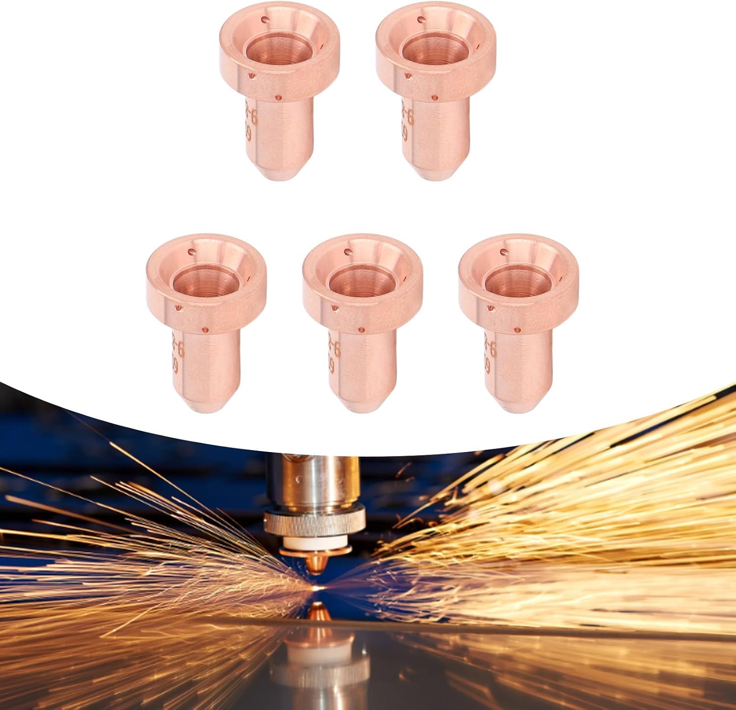 5Pcs Brass Nozzle Tip Replacement for Thermal Dynamics SL60 SL100 Plasma Cutting Torch, Heat 9‑8252 Brass Nozzle Tips, Easy Installation & Removal