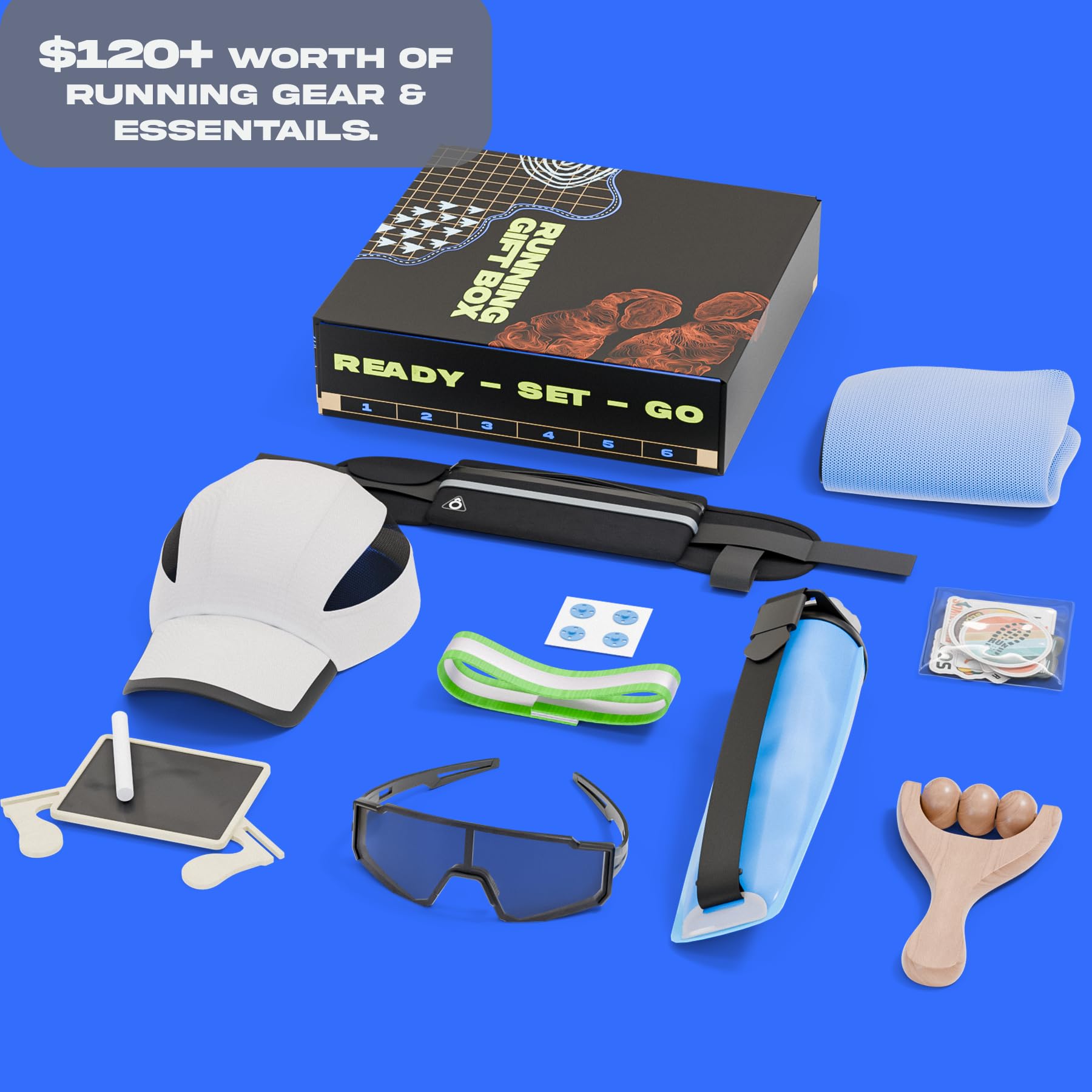BLAUBECK Ultimate Running Gift Box – Cool Runner Presents and Marathon Essentials for Women – Christmas Running Gift - Contains Sunglasses Hat Running Belt Foldable Water Bottle