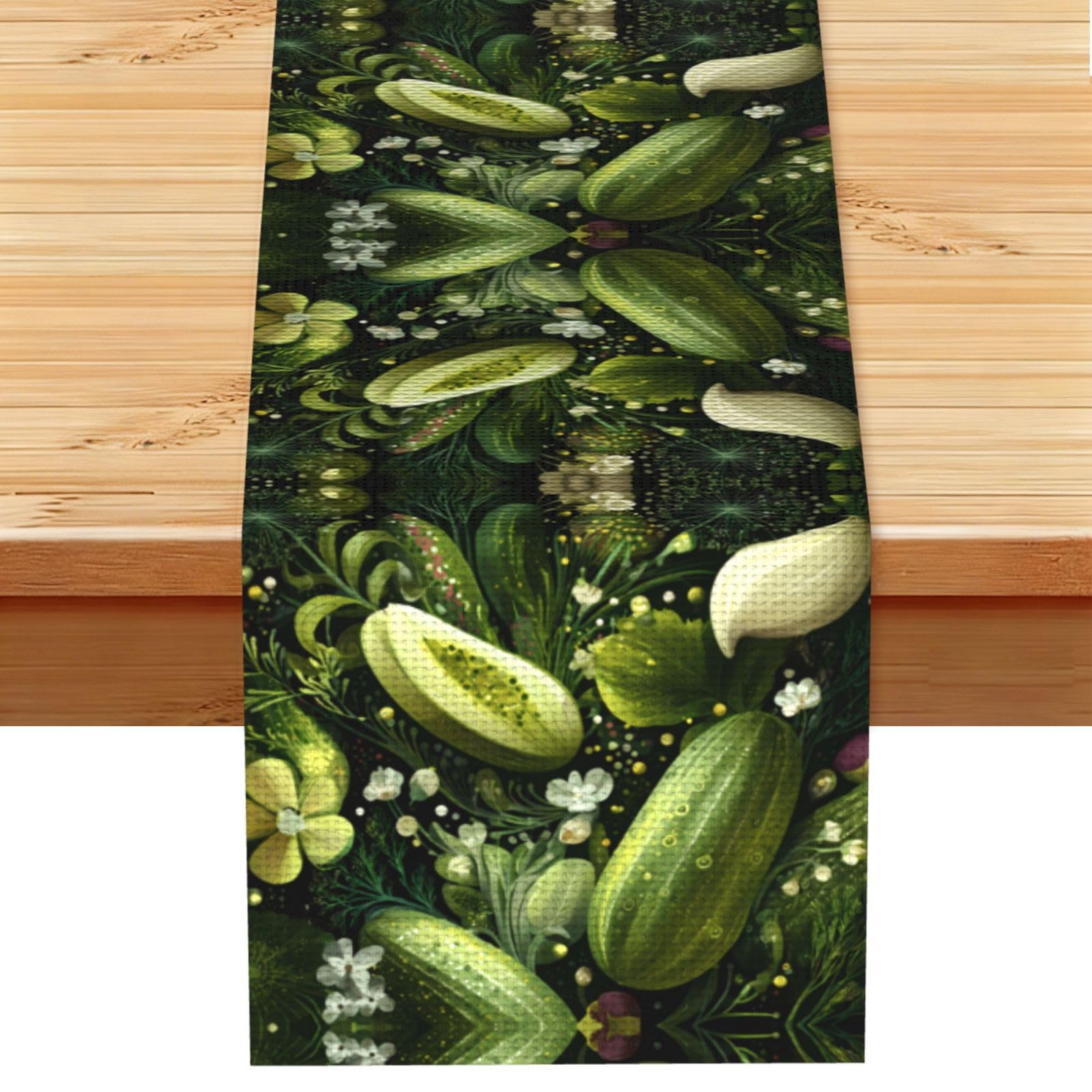 Cucumber vegetable illustration Linen Feel Table Runner Wedding Party Home Decoration