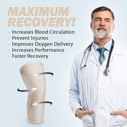 Vista 59 de POWERLIX Rodillera de compresión (par) – La mejor rodillera para el dolor de rodilla para hombres y mujeres – Soporte de rodilla para correr