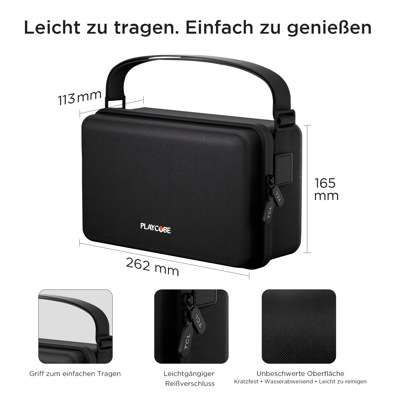 TCL Playcube Proiettore Borsa Portatile Personalizzata, Può Contenere Accessori per Proiettore, con Maniglia e Tracolla Regolabile, Idrorepellente, Resistente agli Urti, Antigoccia