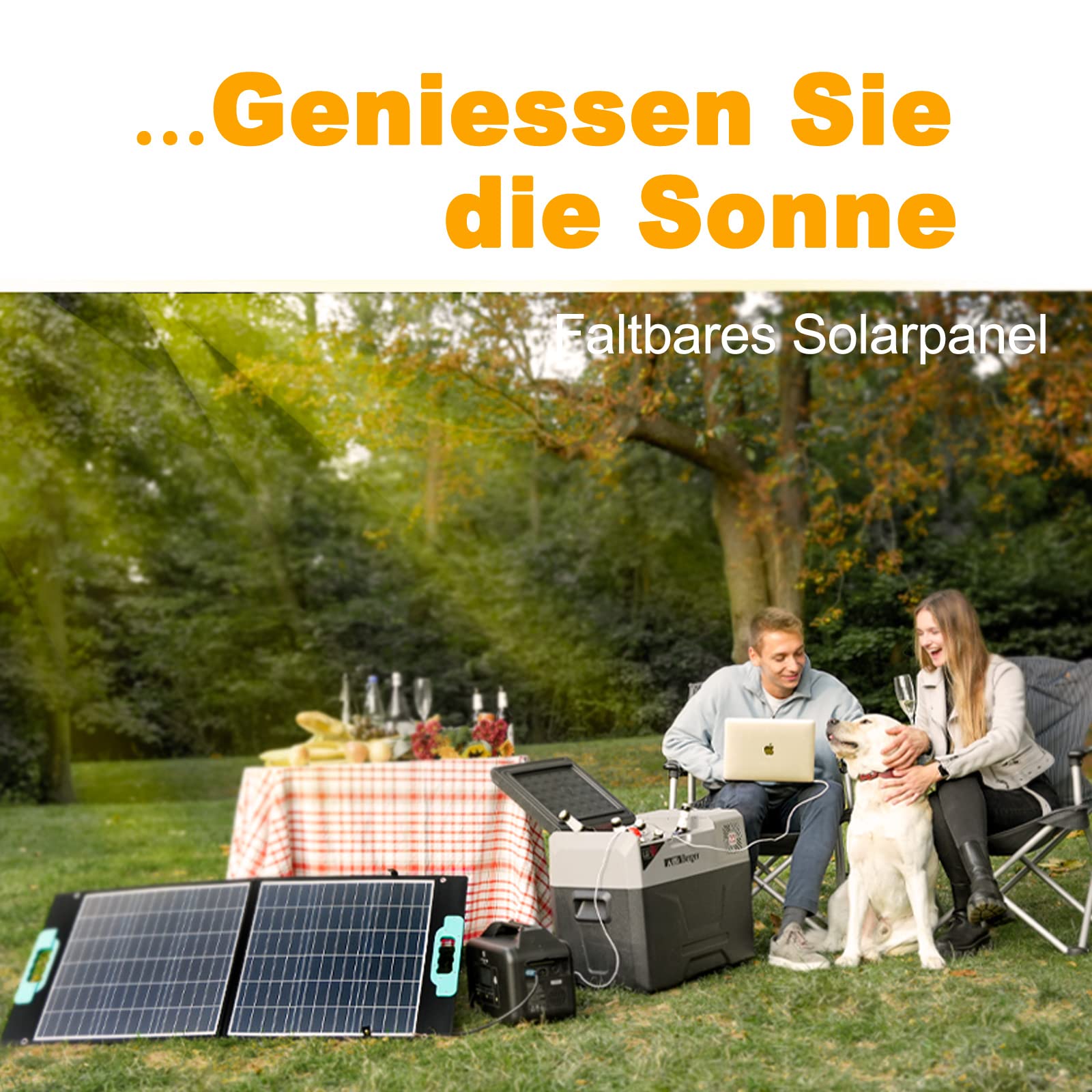 enjoy solar 100 W 12 V Gaia torba solarna, składany moduł solarny, zewnętrzny panel słoneczny z 3 portami USB do ładowania telefonów komórkowych i tabletów, idealna do kamperów, łodzi, na kemping i w sytuacjach awaryjnych