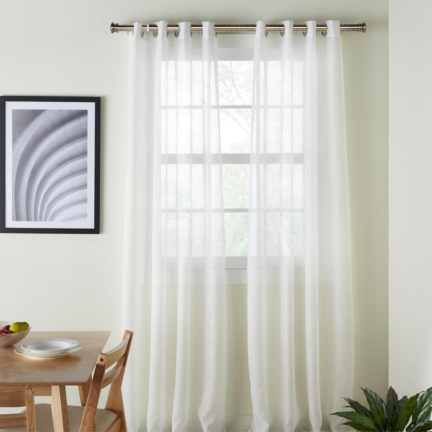 DECO WINDOW Curtain Rods for Windows 18 – 44 Inch, 1 Inch Heavy Duty Extendable Metal Drapery Rod, Adjustable Curtain Rod with Decorative End Cap Finials for Living Room Bedroom, Antique Brass
