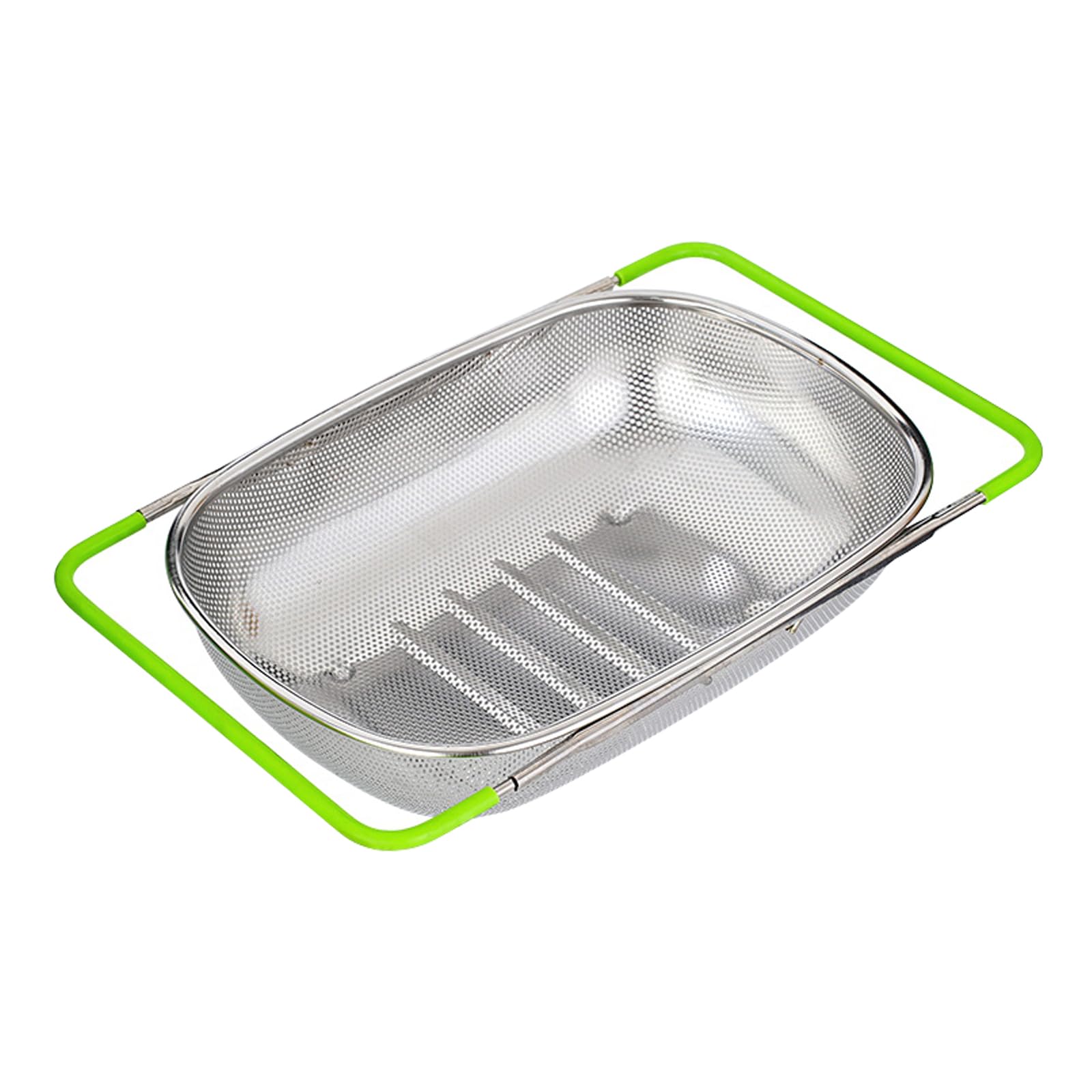 HERCHR Scolapasta Estensibile in Acciaio Inox Colapasta Scolapasta da Pentola con Maniglia a Scomparsa Rete Metallica Maglia Piccola Scolapiatti Acciaio Inox Cestello per Lavello da Cucina