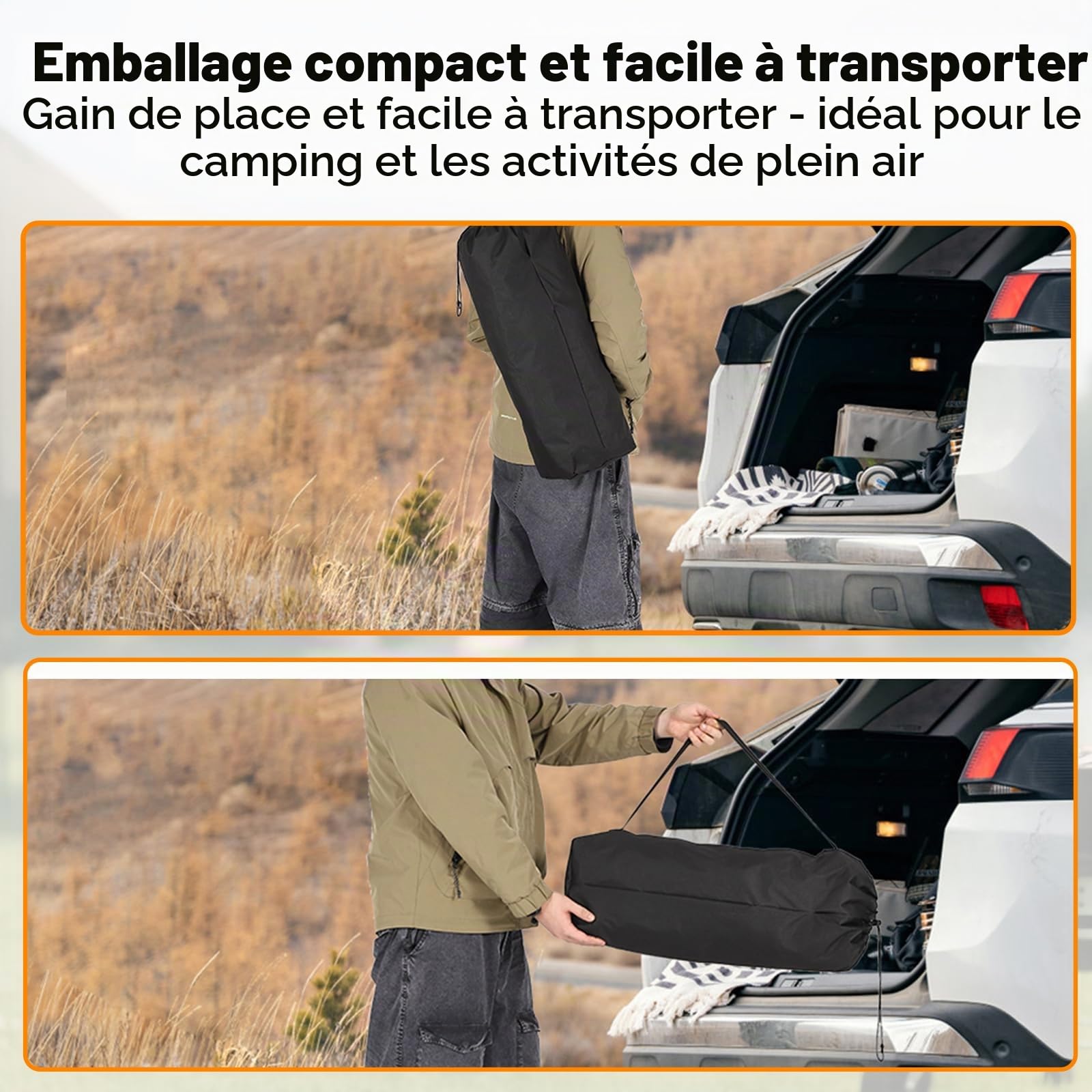 HAUSPROFI Table de camping pliable 120 x 70 x 70 cm pour 4 à 6 personnes, en aluminium, charge maximale : 100 kg, table pliante avec sac de transport, table d'extérieur portable pour camping
