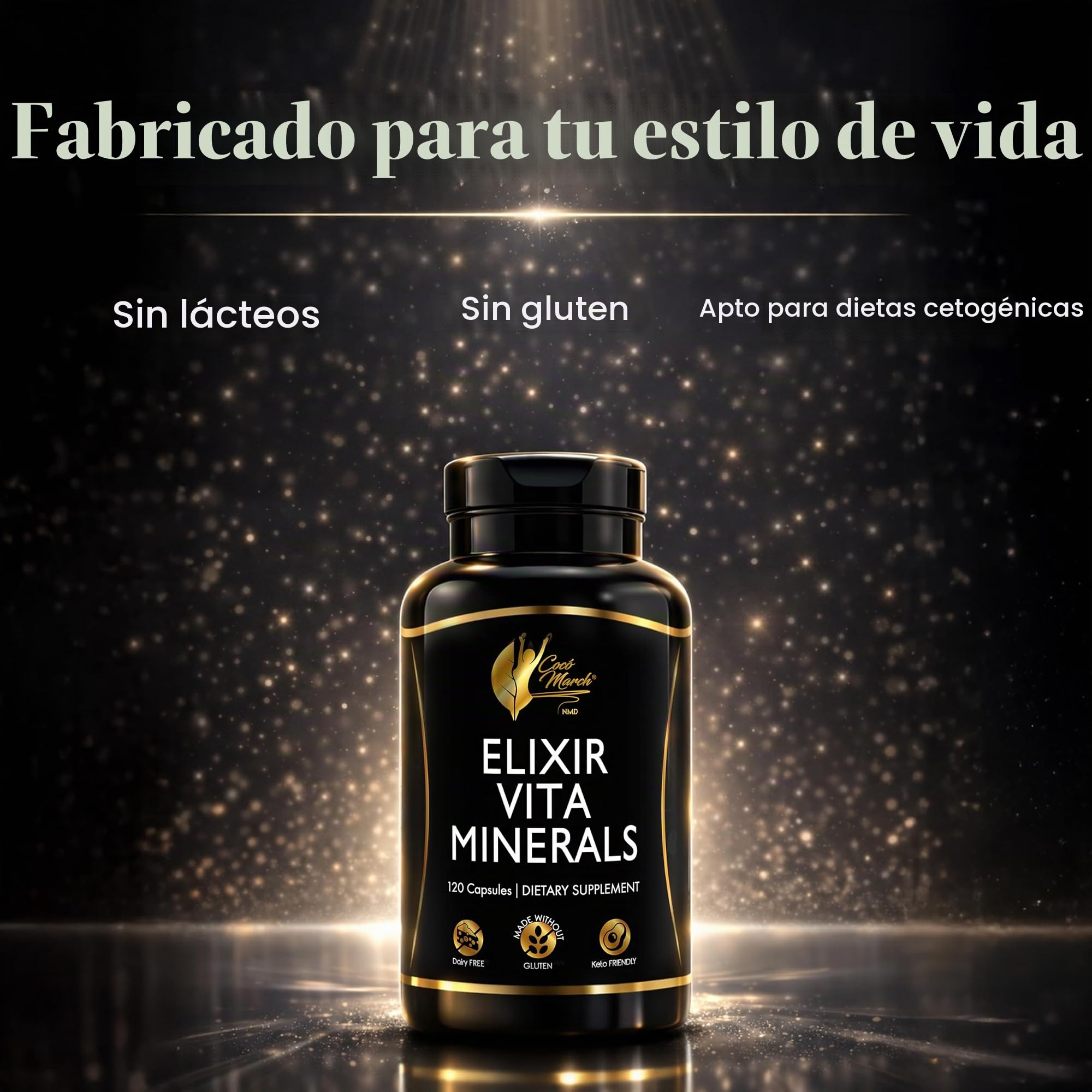 Cocó March N.M.D Elixir Vita Minerals De Alta Potencia - 24 Vitaminas Y Minerales Esenciales - Sin Gluten, Sin Lácteos, Apto Para Dieta Keto, Sin Soja, 120 Cápsulas