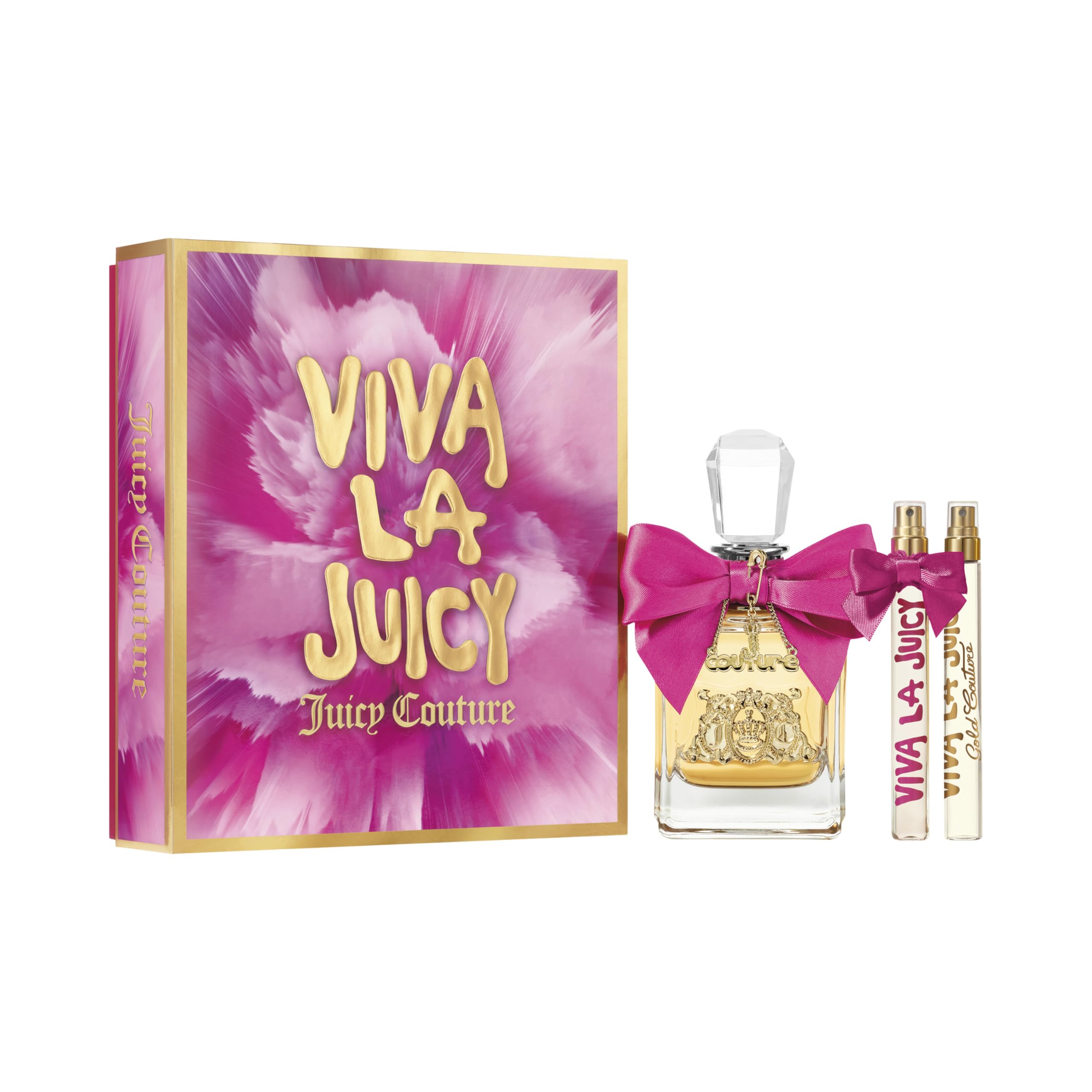 Juicy Couture - Viva la Juicy Eau de Parfum Donna, Set da 3 Pezzi, Profumo Donna dalle Note Dolci con Vaniglia, Gelsomino e Caramello, Profumo Irresistibile e Persistente, da Indossare Giorno e Sera