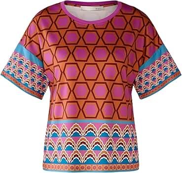 Oui Damen Shirt Silky Touch - Bequemes Bluse Mit Alloverprint