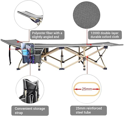Miniatura 2 de Catre plegable para adultos (máximo 600 libras) Catres de dormir resistentes para acampar con colchón y bolsa de transporte, cama Oxford de capa