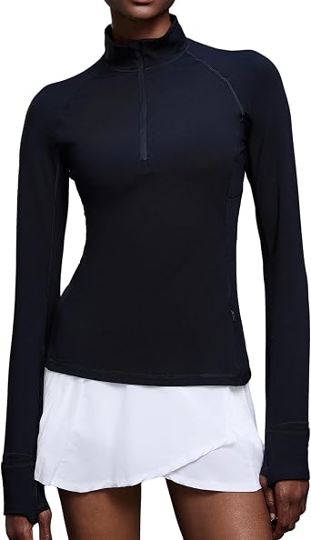 altiland Womens Half Zip Long Sleeve Top, Slim Fit Workout Yoga Running Gym Exercise Shirts, Moisture Wicking Athletic Tee