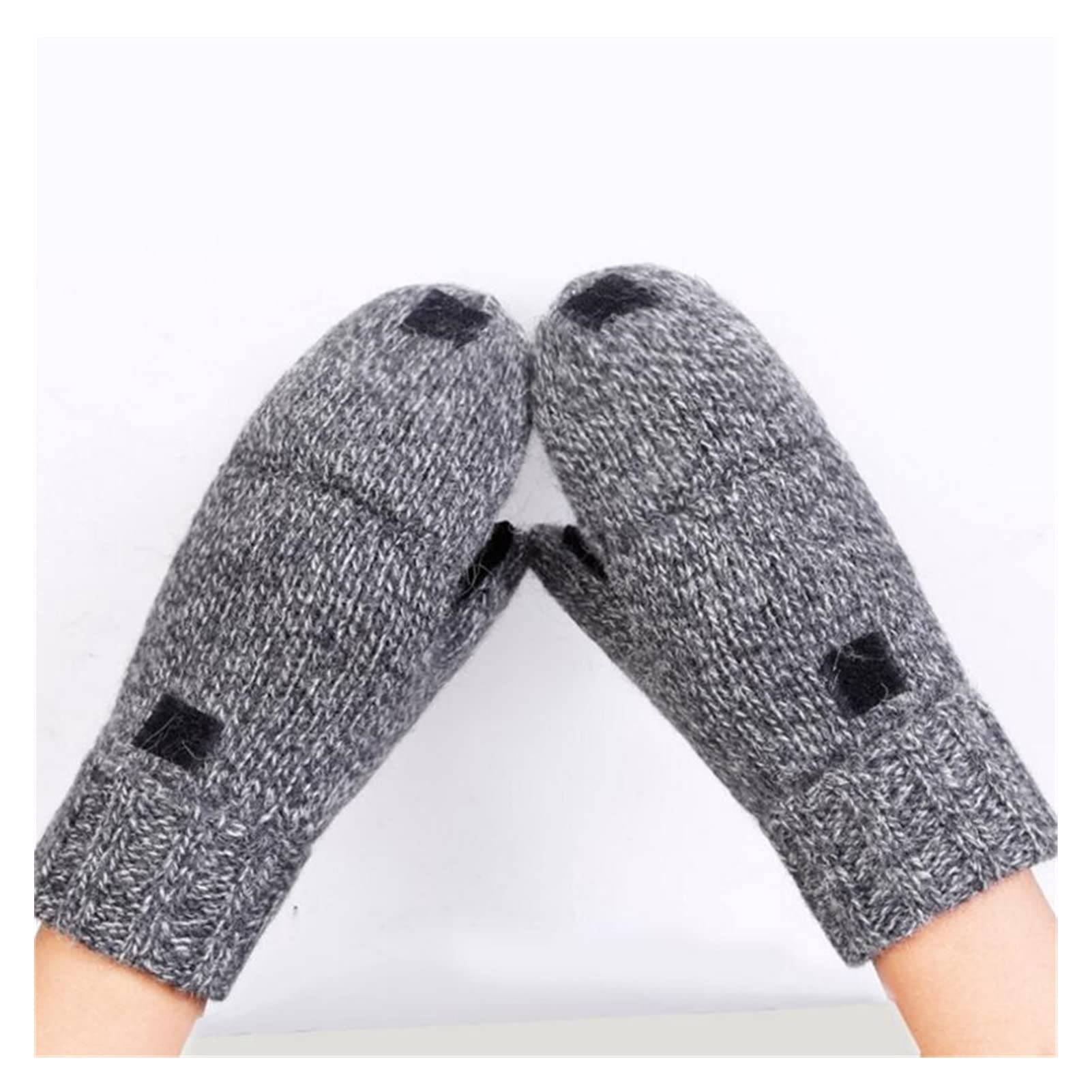 Guantes Invierno Mujer Unisex Plus Grueso Hombre Guantes sin Dedos Hombres Lana Invierno Cálido Dedo Expuesto Mittens Punto Cálido Flip Half Finger Guantes Guantes Esqui