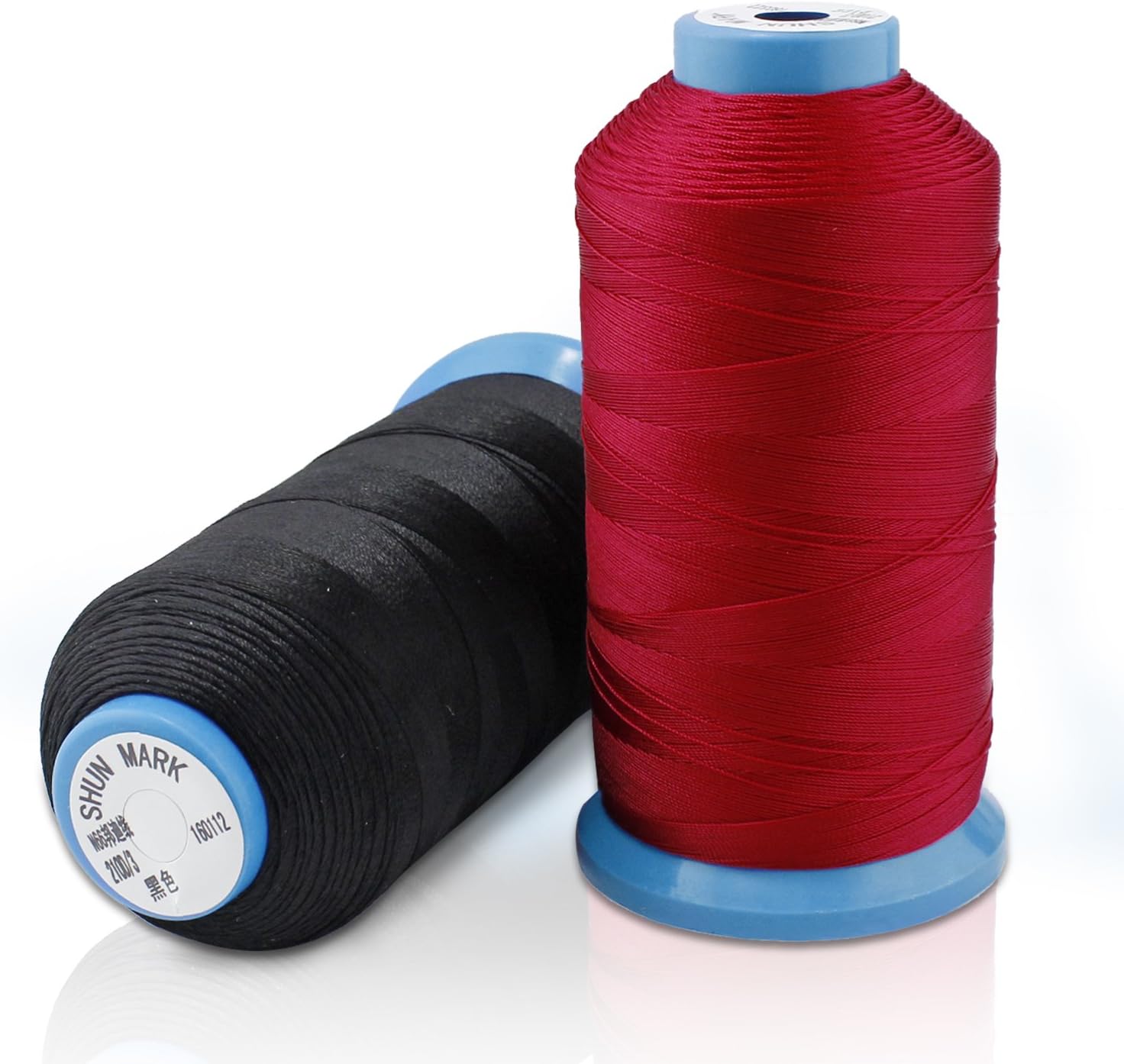 Bonded Nylon Sewing Thread Strong for Sewing Machine Hand Stitching Black Red 2Pack