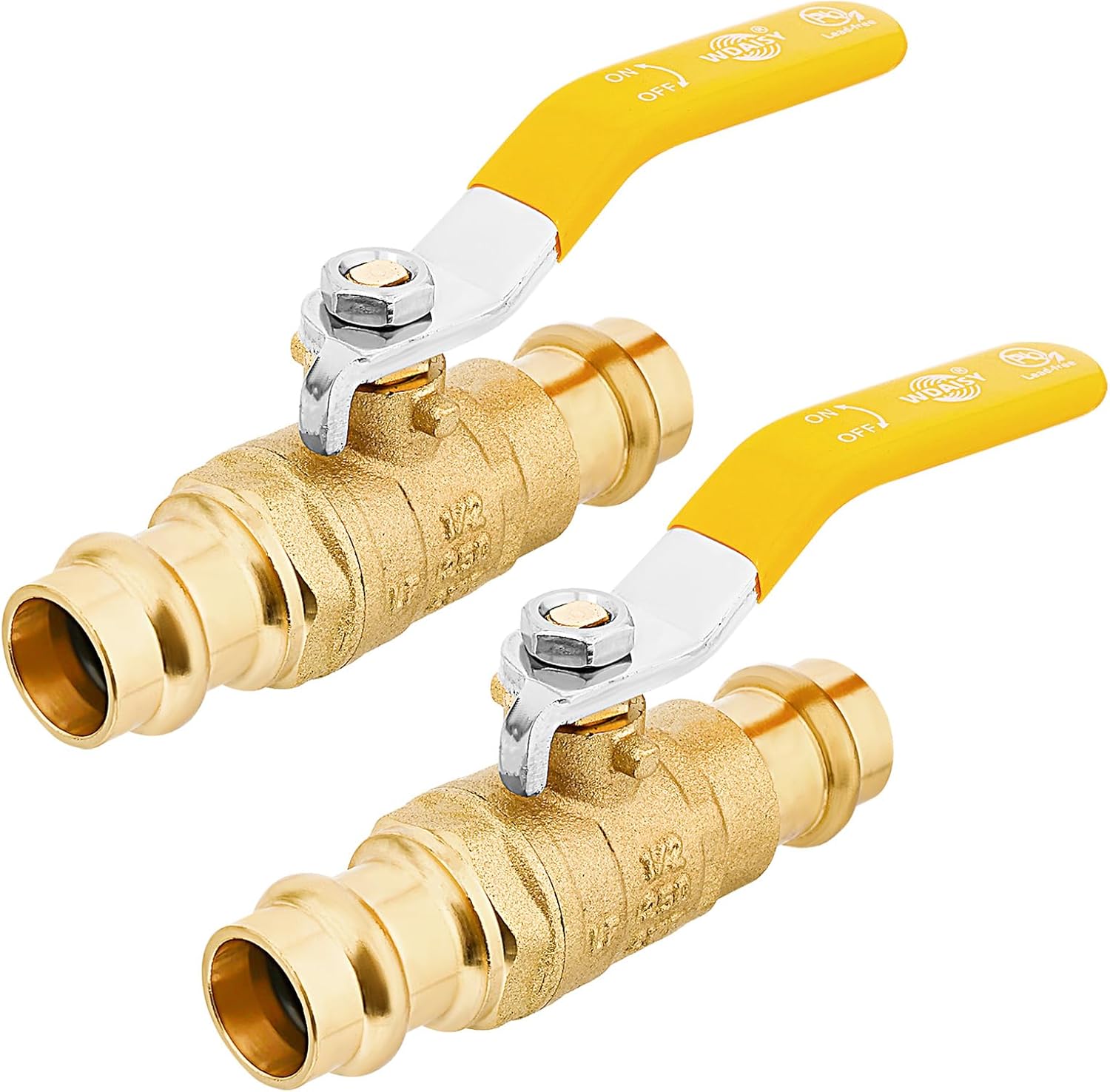 Ultra-Durable Upgraded 1/2" Press Ball Valve 2-Pack – Press Fittings 1/2'' Lead-Free Brass Shut-Off Valve for Copper Tubing, Heavy-Duty, Extended Stem with Dual EPDM O-Rings