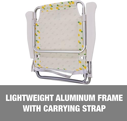 Vista 47 de Bliss Hammocks BBC-350-BF Silla de playa plegable, 5 posiciones reclinables, bolsa enfriadora desmontable, flor azul