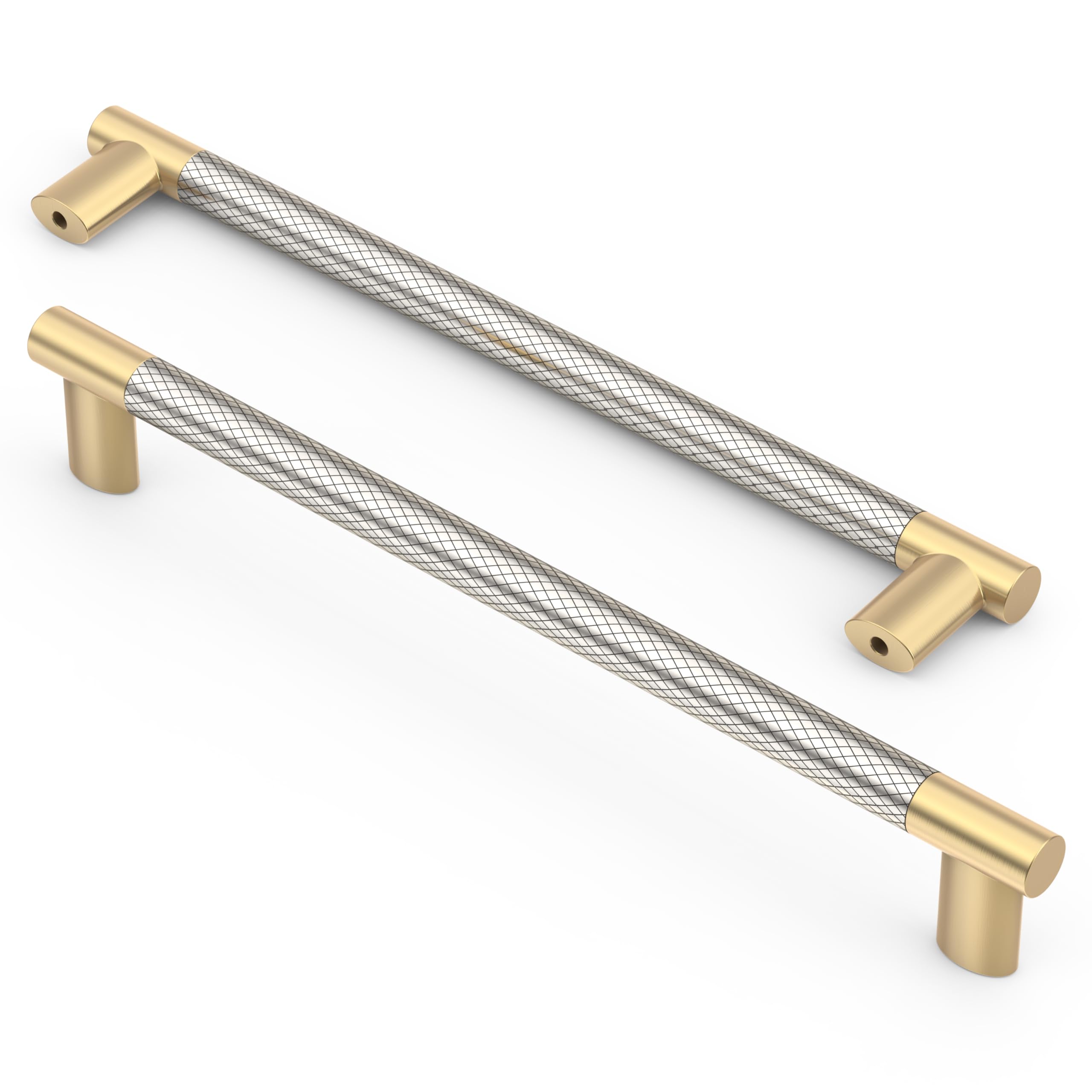 Photo 1 of Asidrama 10 Pack 10 Inch(254mm) Knurled Gold and Brush Satin Nickel Kitchen Cabinet Handles, Gold Cabinet Pulls Kitchen Cabinet Hardware Cupboard Handles Drawer Pulls 4496A