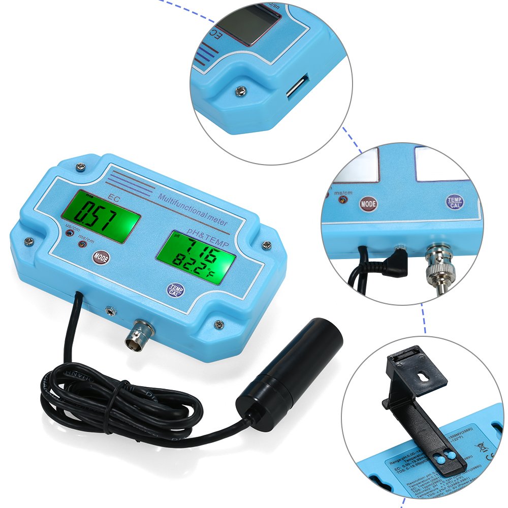 Irfora Professionelle 3 in 1 pH/EC/Temp Meter Wasser Detektor Multi-Parameter Digital LCD Tri-Meter Multi-Funktions Multiparameter Water Quality Tester