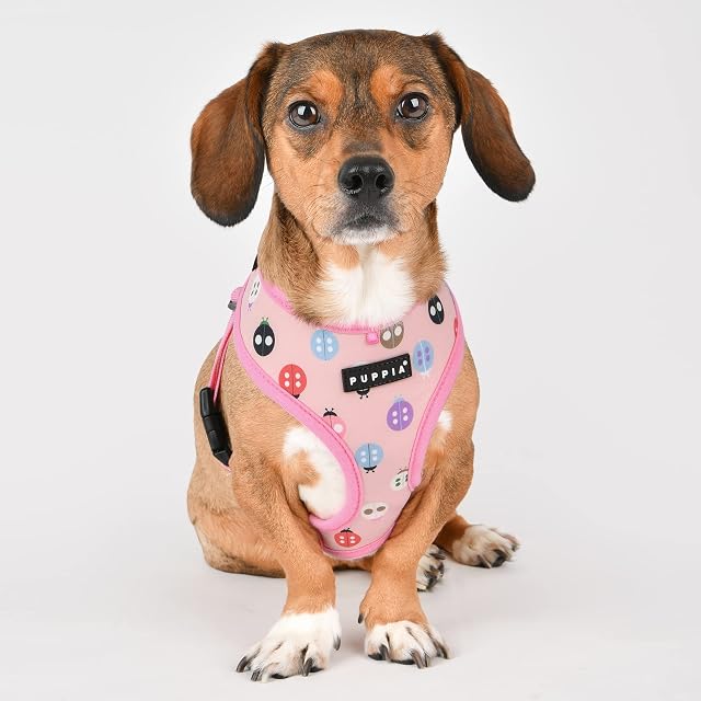 Foto 5 de 5 de Puppia Lady Beetle - Cinturón de Pecho Ajustable para Perro, Color Rosa, Talla S