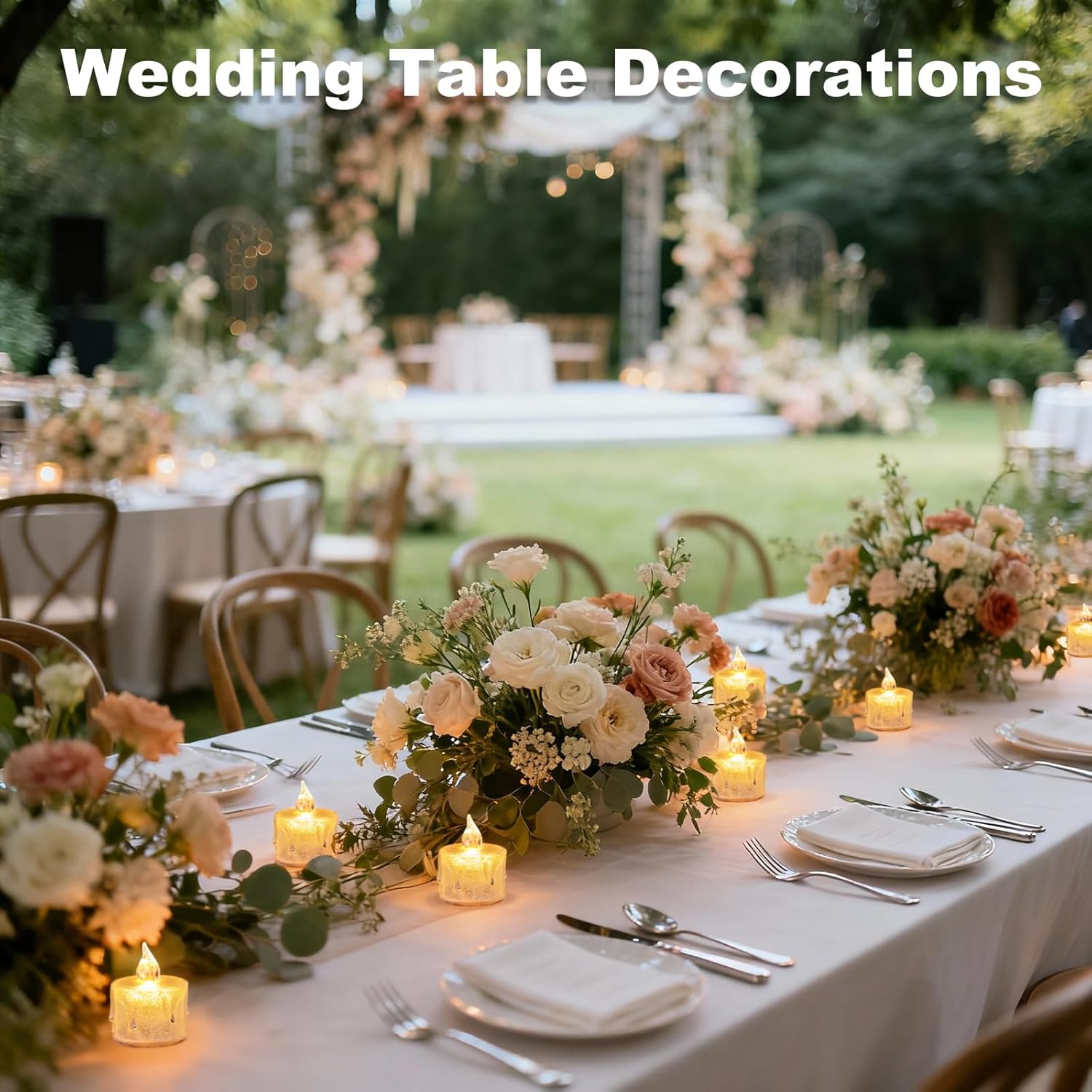 LED Flameless Candles, 24Pcs Crystal LED Tea Lights Battery Operated for Christmas Romantic Night Wedding Anniversary Table Party Decoration - Image 6