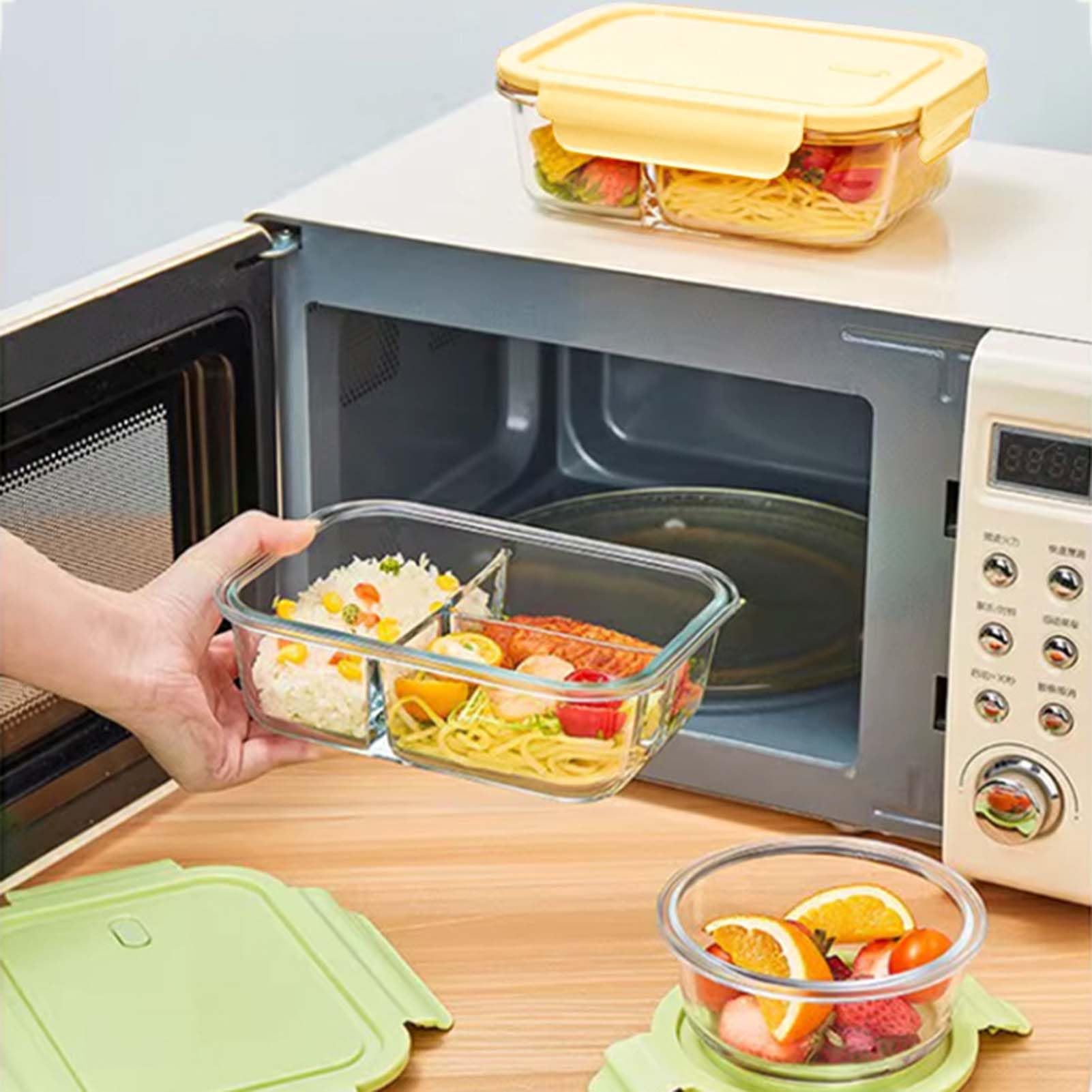 Szklane pojemniki na żywność z pokrywkami, szczelne pojemniki do przygotowywania posiłków, zestaw szklanych pojemników na lunch, pojemnik typu bento dla dorosłych, organizer do przechowywania w lodówc