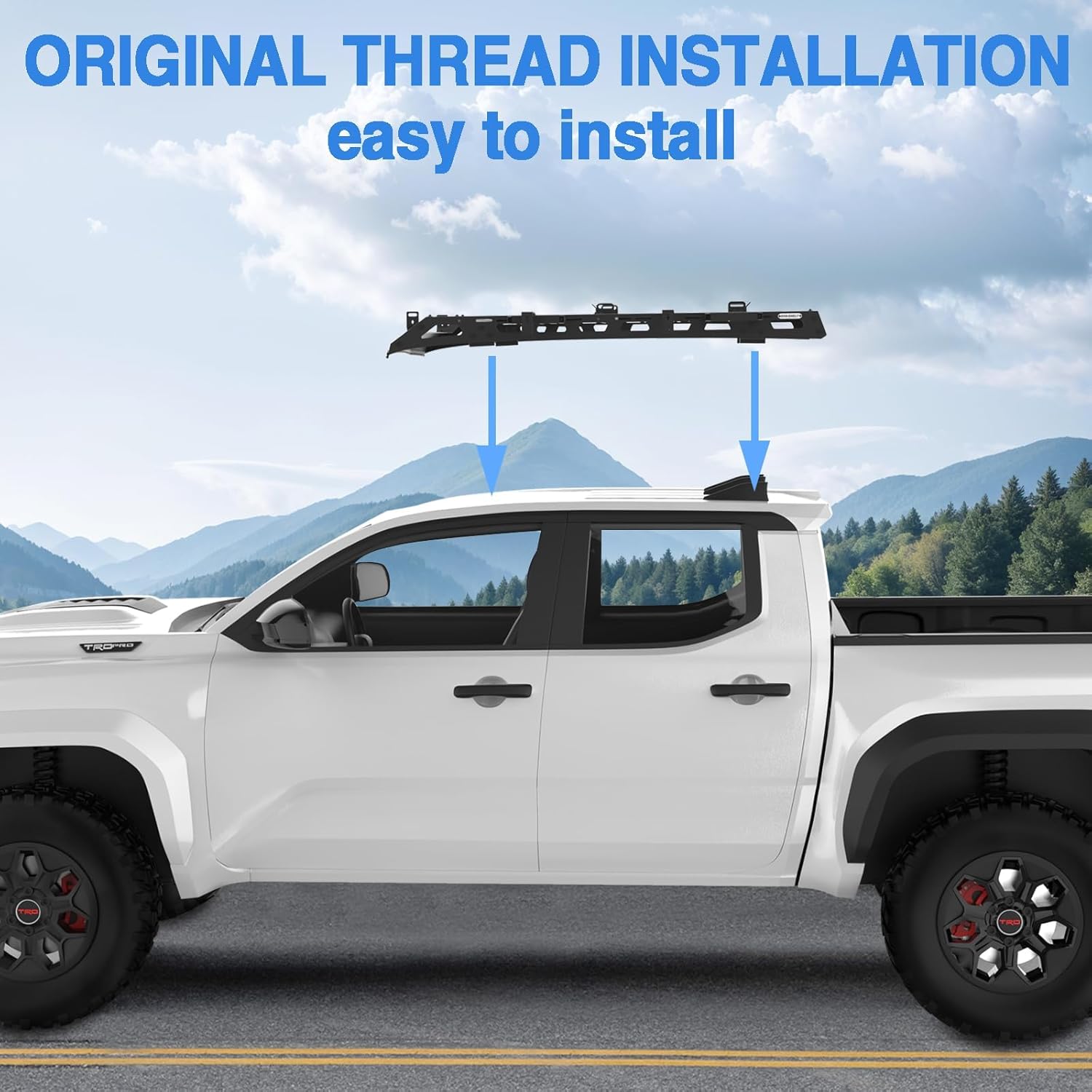 2024-2025 Tacoma Roof Rack, Roof Rack Fits 2024-2025 Toyota Tacoma Double Cab (4th Gen), Toyota Tacoma Roof Rack, Full-Size 4-Door Tacoma Roof Storage System with Side Awning Brackets