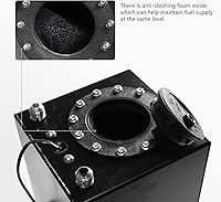 Vista 3 de Tanque Universal de 2.5 Galones 10L para Celda de Combustible con Tapa y Emisor de Nivel, Aluminio Pulido Negro