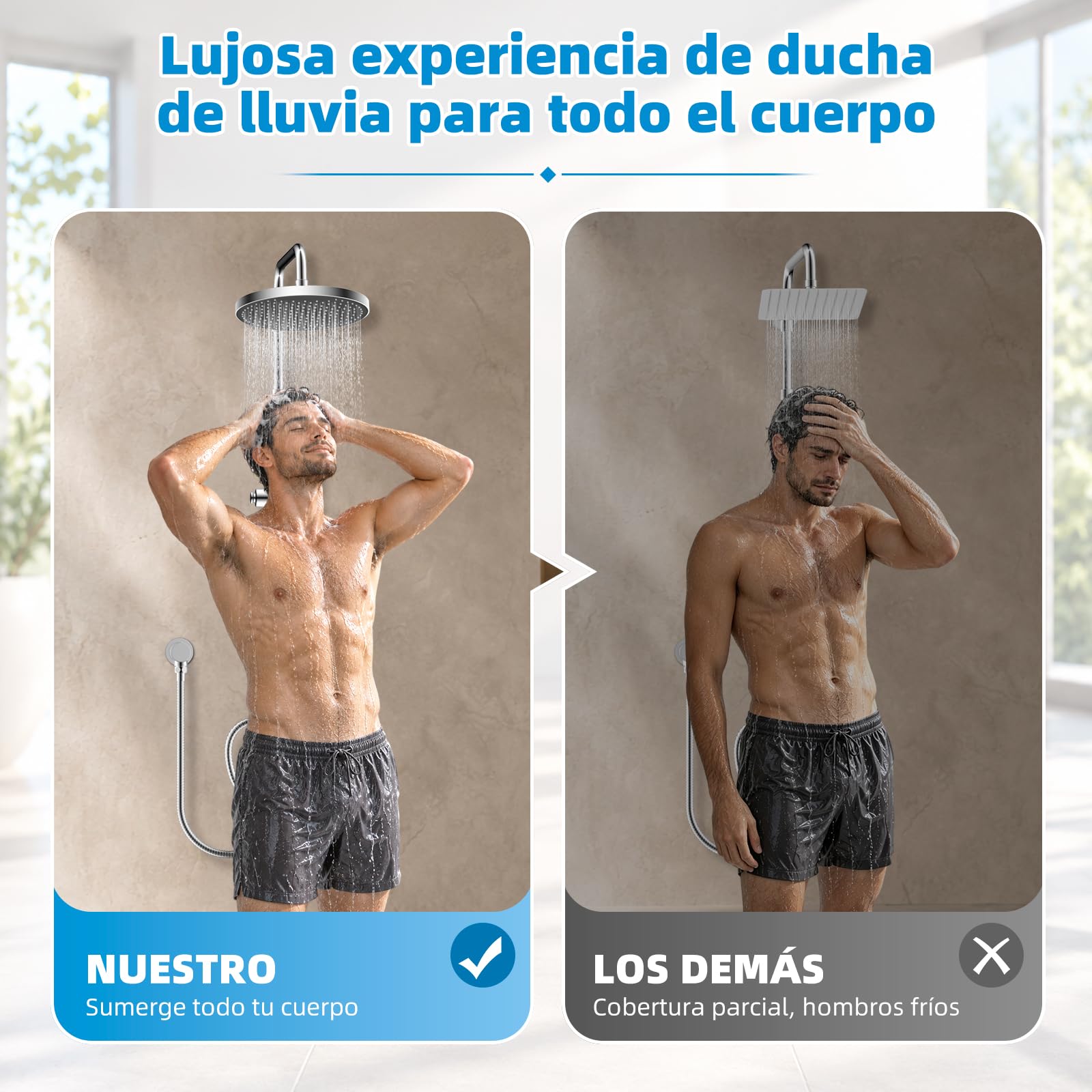 Hibbent Rociador de Ducha de Lluvia 10 Pulgadas, Anticalcáreo, Cromado