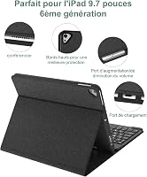 SENGBIRCH iPad 9.7" Tok Francia AZERTY Bluetooth Billentyűzettel - Kompatibilis iPad 6, 5, Pro 9.7, Air 2, Air Modellekkel, Levehető, Automa 4