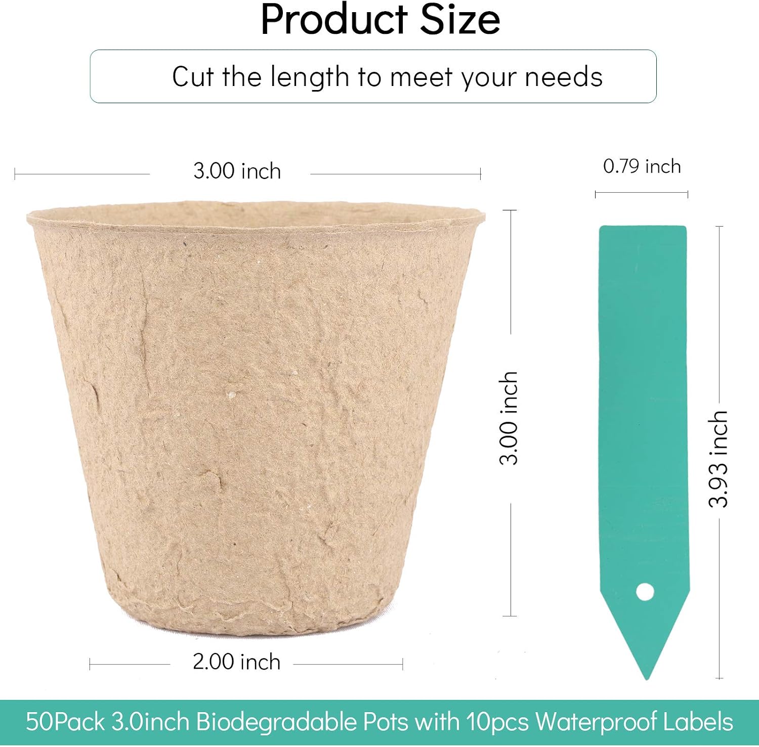 SYOURSELF Peat Pots Biodegradable Seedling Starter Pots 2.4"/3" Plant Starters Kits Recycled Paper Planting Cup Herb Plant Starting Pots for Indoor Plant Seed Germination with Waterproof Labels