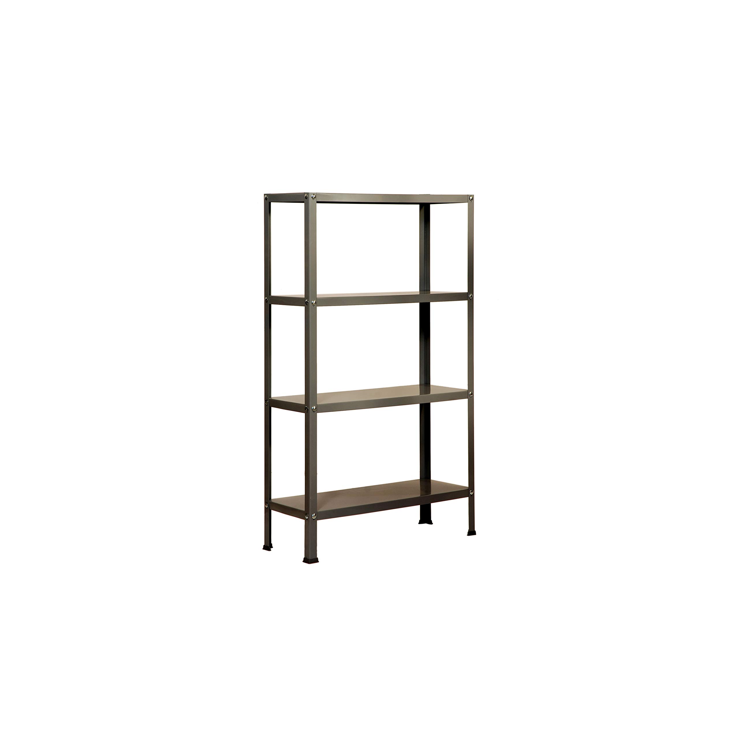 SimonRack Estantería Metálica Almacenaje, 4 Baldas, Alta Capacidad Carga 100 kg, 1600x1000x300 mm, Estantería Salón Baño Cocina, Gris - SimonHome Classic