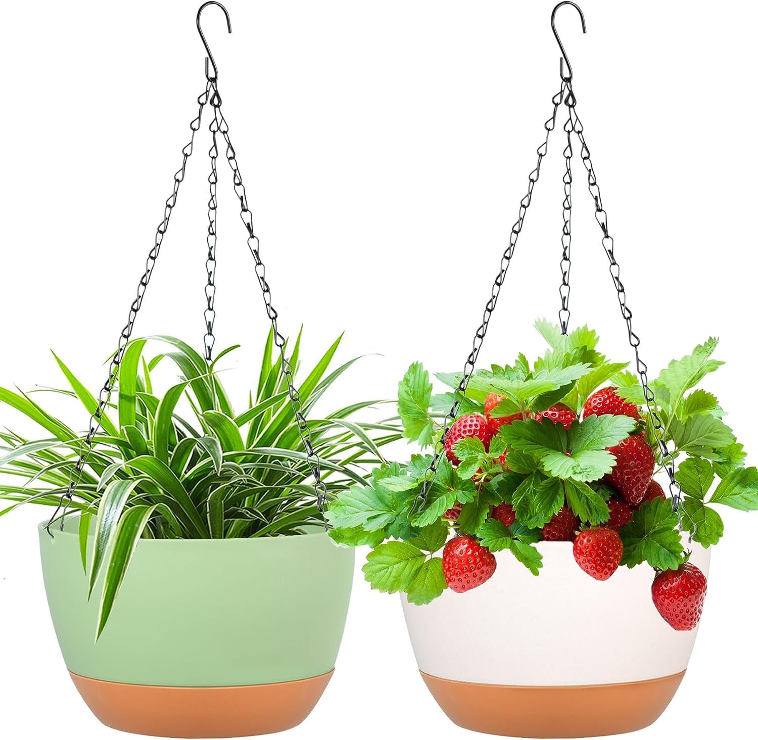 Amazon.co.jp: 2 パック ハンギング ポット 植物用 屋外 屋内、排水穴