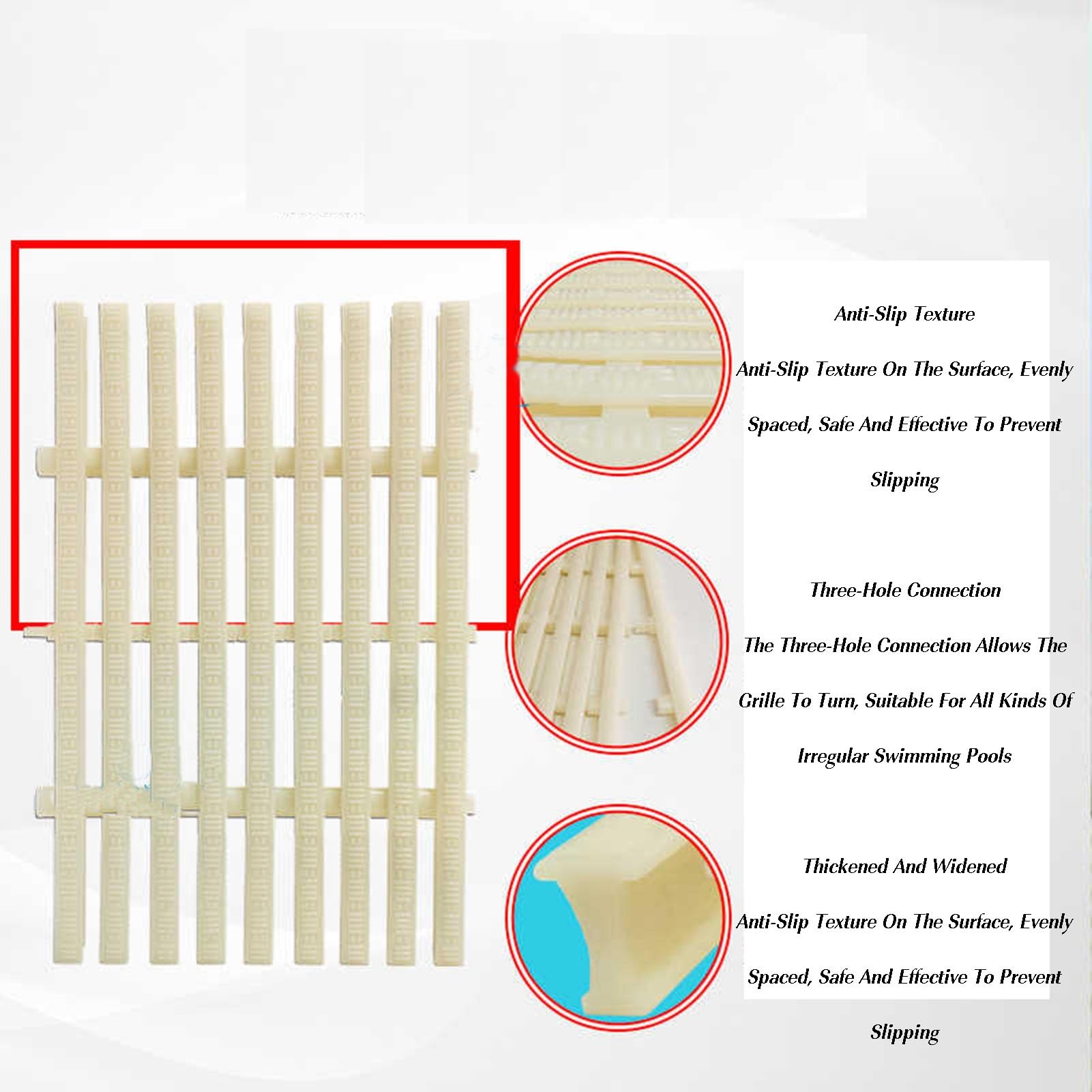 Lot de 5 bouchons de vidange de piscine robustes en plastique durable pour terrasses, allées, terrasses et zones commerciales