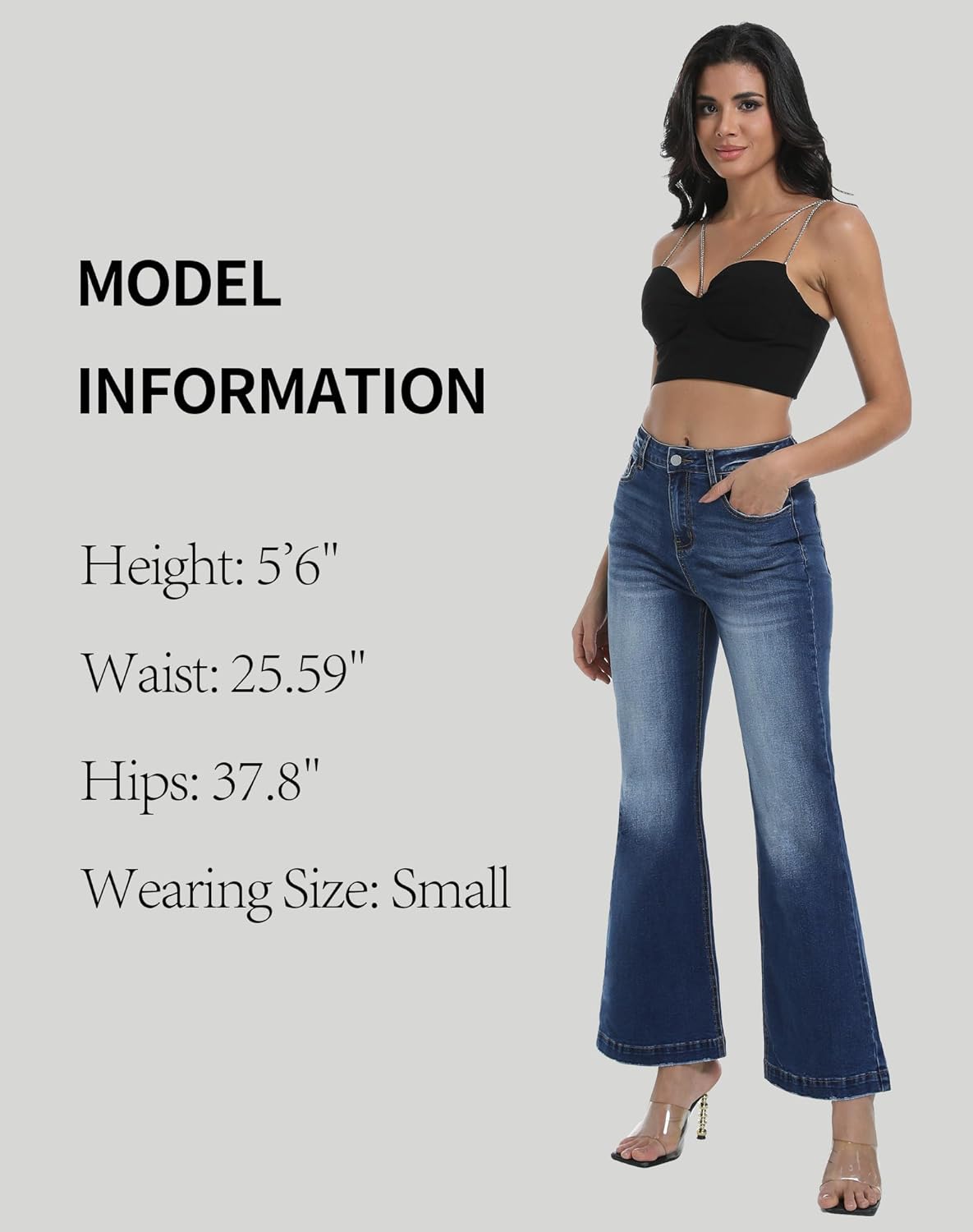 Women's Bell Bottom Jeans High Waisted Stretchy Curvy Flare Denim Pants - Image 5