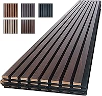 Vista 10 de NeatiEase Paneles de madera para pared, 4 piezas de 96 x 12.6 pulgadas, paneles de pared de listones de madera insonorizados para decoración