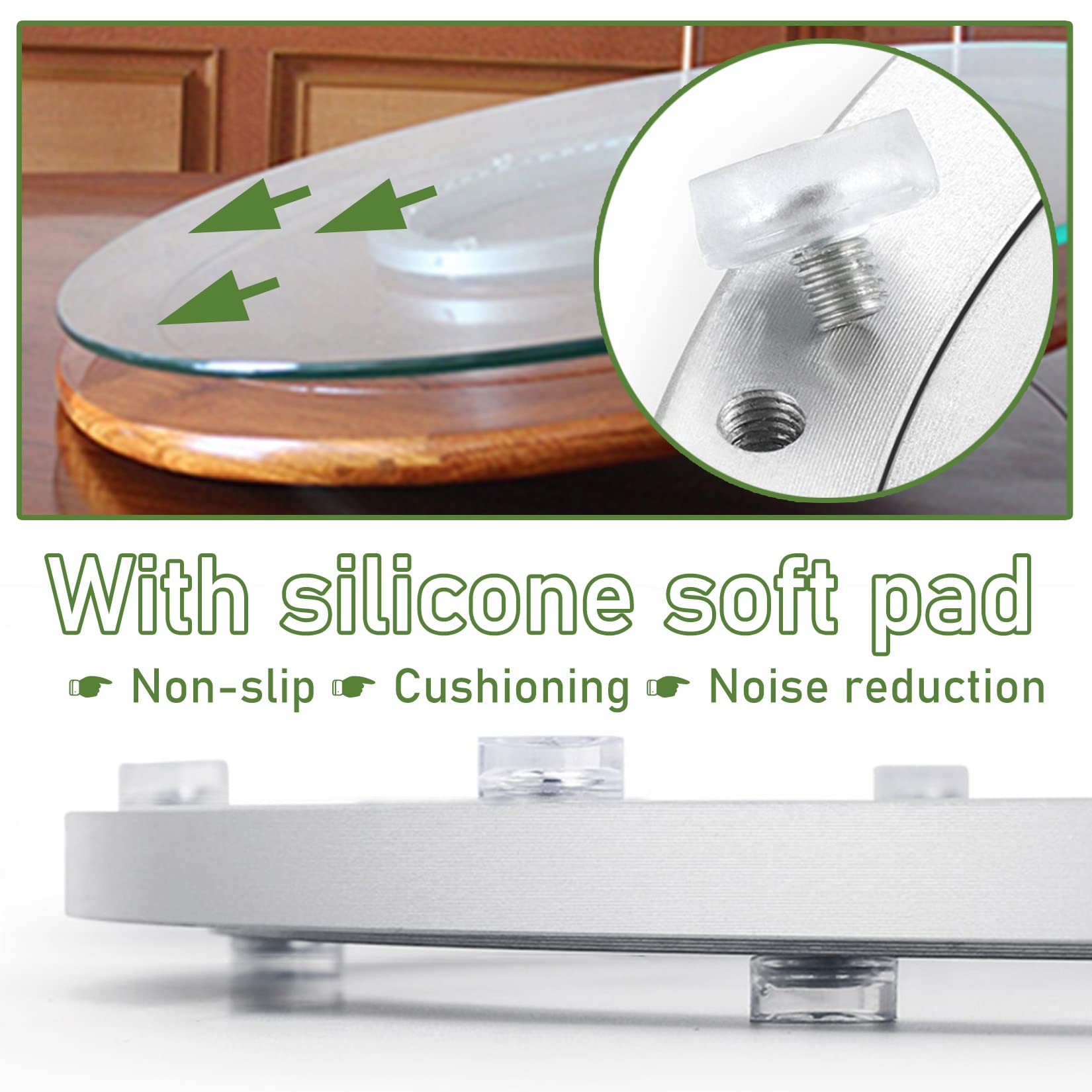 Cuscinetto for giradischi in lega di alluminio, cuscinetto a sfere for giradischi in lega di alluminio Base Lazy Susan, dimensioni multiple, argento(50 cm)