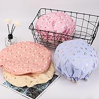 Vista 41 de Tbestmax Gorros de ducha para mujeres y niñas de larga duración, reutilizables, impermeables, gorro de baño, doble capa impermeable, 4