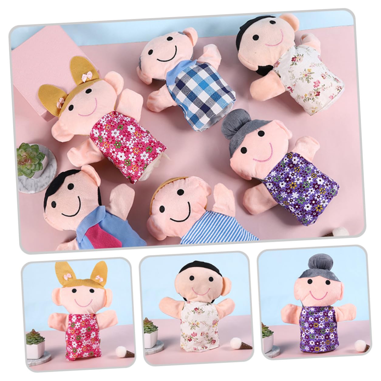 Uonlytech Marionnettes à Main en Peluche Ultra-Douces et Légères Lot de 6 Jouet Interactif Créatif pour Garçon et Filles pour Jeux de Rôle en Extérieur