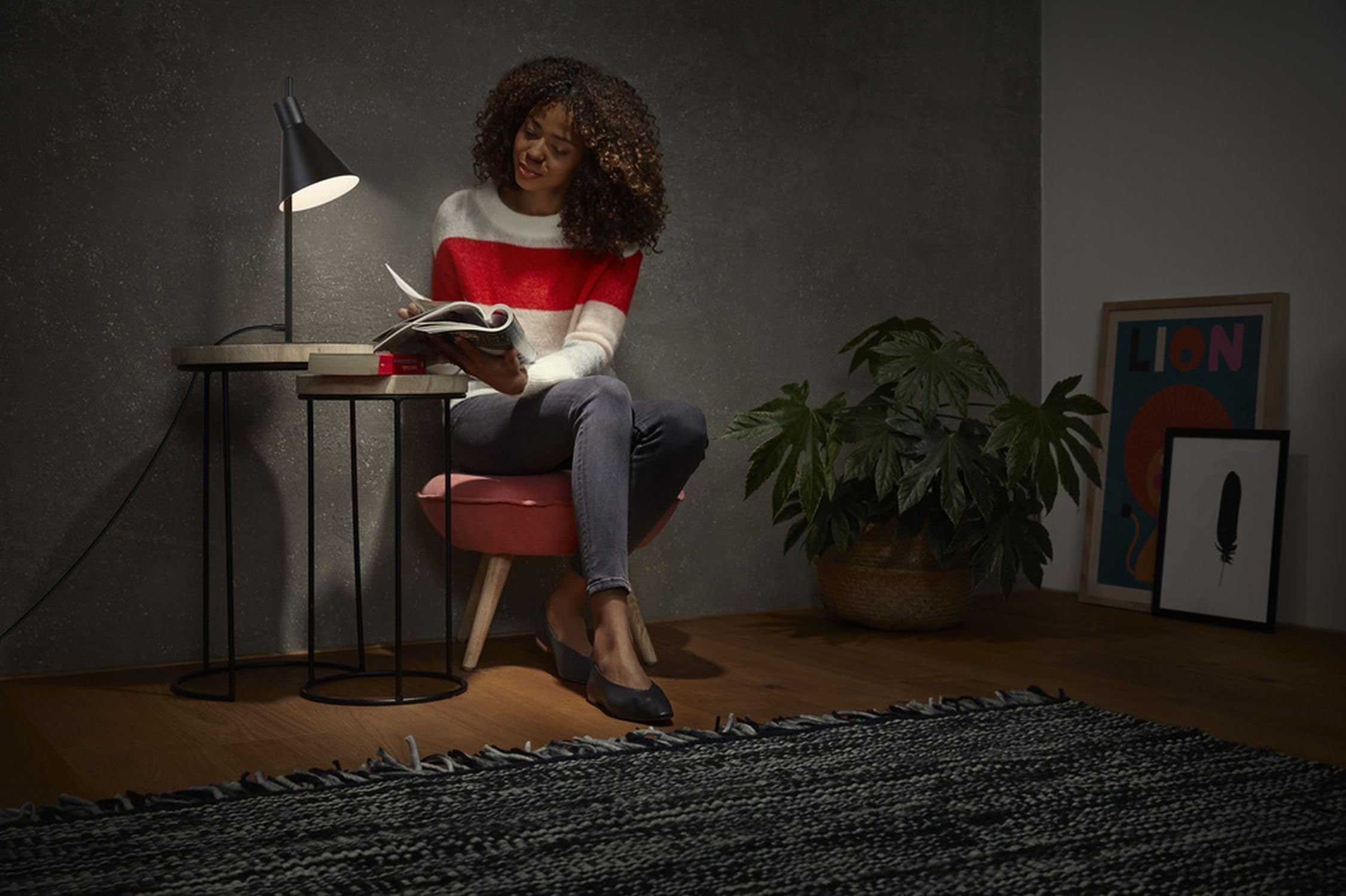 Licht-Erlebnisse LED Tischleuchte Stahl Schwarz 3000 K Wohnzimmer Schlafzimmer Nachttisch Büro wohnlich H:44 cm elegant Tischlampe Schreibtisch