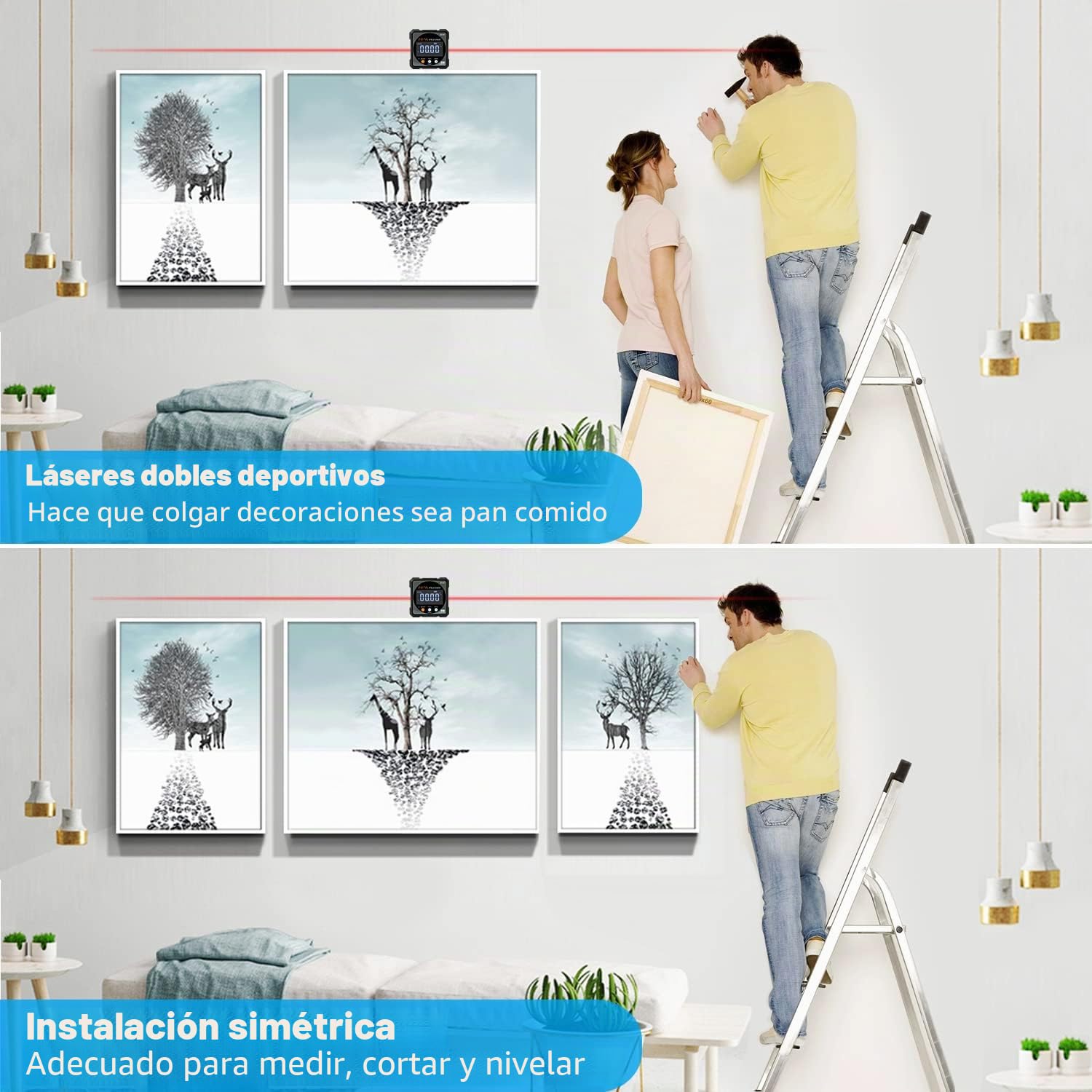 Buscador de ángulo digital, caja de nivel magnético de 4 lados con láser, herramienta de medición precisa con retroiluminación LED para colgar, carpintería