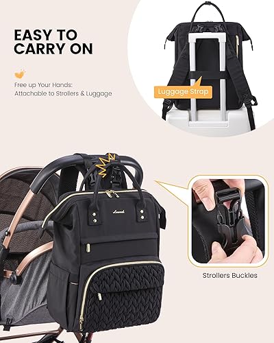 Miniatura 3 de LOVEVOOK Mochila para pañales, bolsa de bebé con cambiador para mamás y papás, bolsa grande impermeable para mamá con hebillas para cochecito, baby