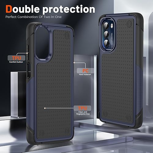 Miniatura 3 de Jeylly Funda para Motorola Moto G 5G 2022, con 2 protectores de pantalla de vidrio templado, doble capa de policarbonato duro, TPU suave,