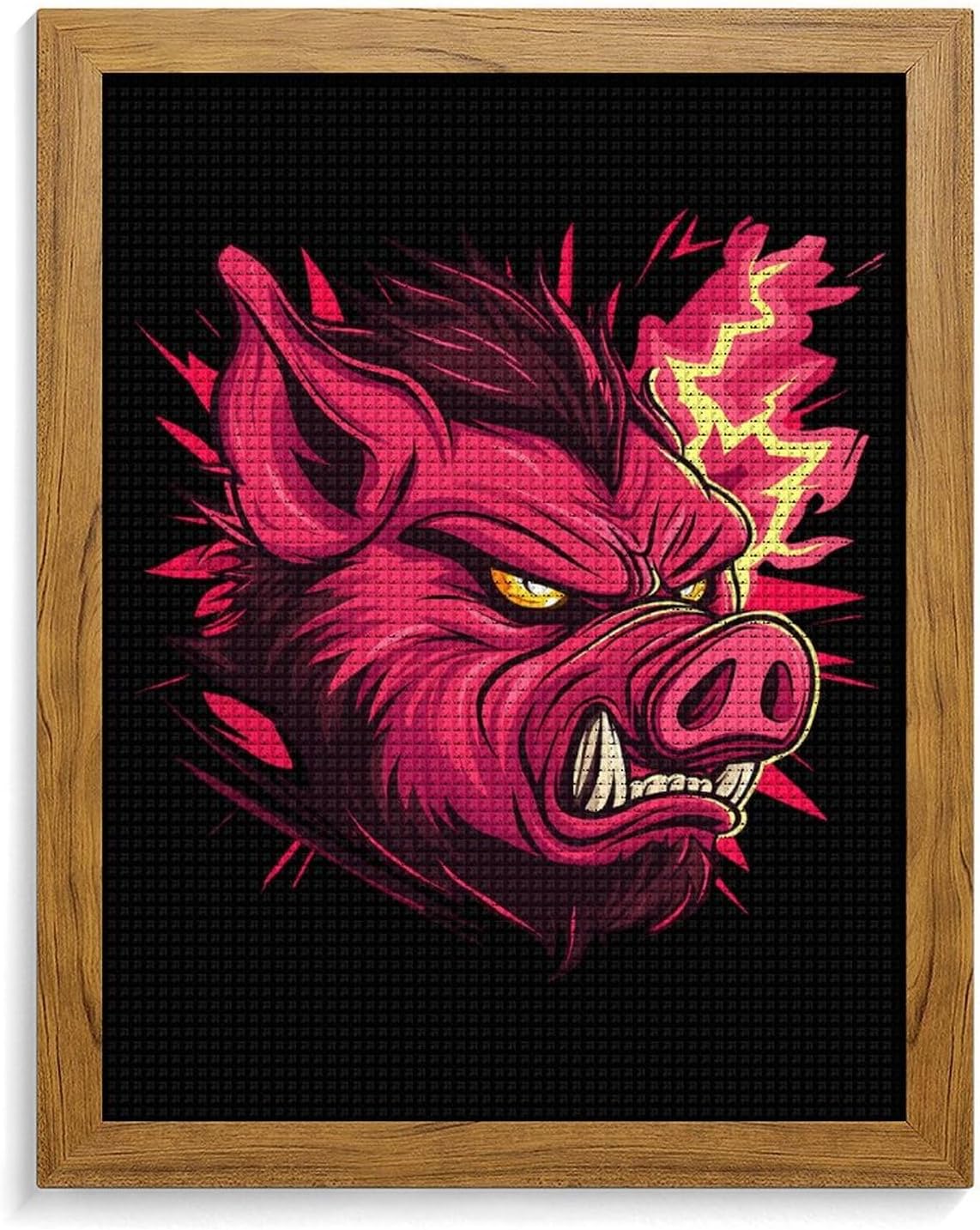 Red Boar Pigs Head Diamond 5D Painting Kits with Frame DIY Full Round Drill Gem Art Crafts for Home Wall Decor 16 X 20in Yellow Wood 40 * 50cm
