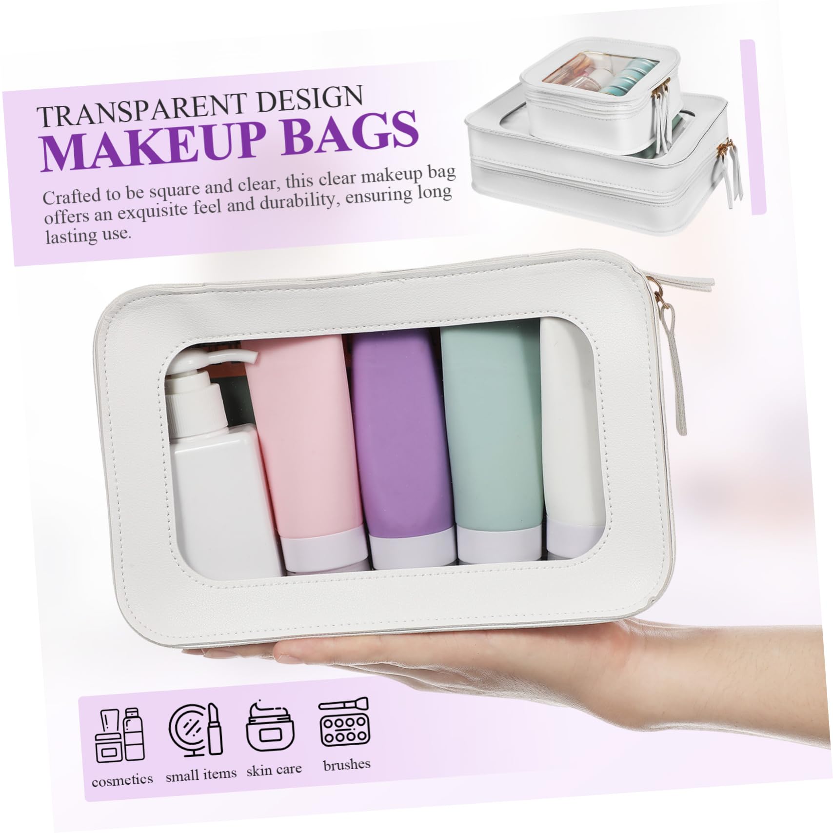 Healeved Borsa da Toilette Trasparente con Cerniera 2 Pezzi per Cosmetici e Prodotti di Bellezza da Viaggio