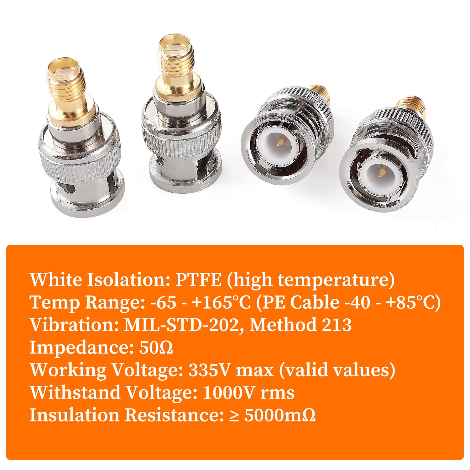 BNC-SMA Koaxial-Adapter-Set – 4 Stück (Stecker/Buchse) – Vergoldet, Für HF, Antennen, WLAN, SDR & Funk