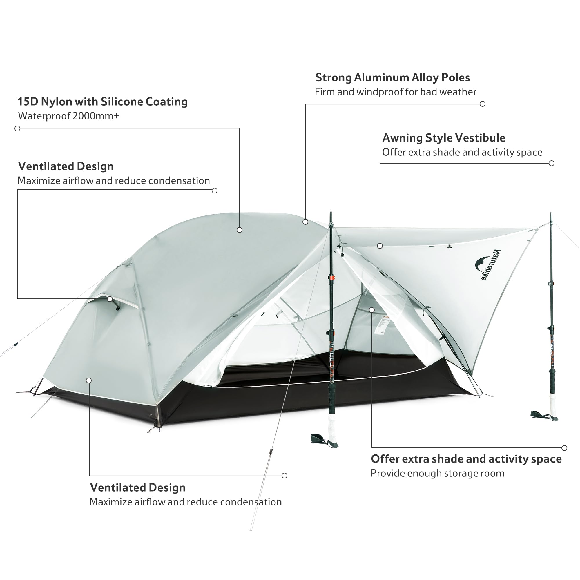 Amazon.com : Naturehike Mongar UL 1/2Person Backpacking Tent,15D