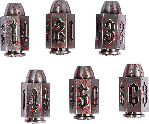 Miniatura 3 de Juego de 6 dados de bala D6, dados de 6 tamaños para juegos de rol de Calabozos y Dragones, accesorios DND, regalos (Bloodstained)
