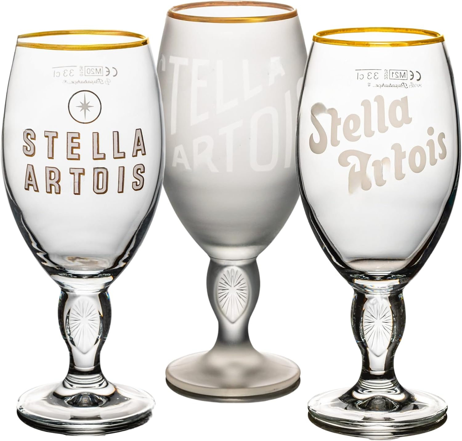 Roxley X3 Stella Heritage Set Gold Rimmed Half Pint Glass 33cl Stella