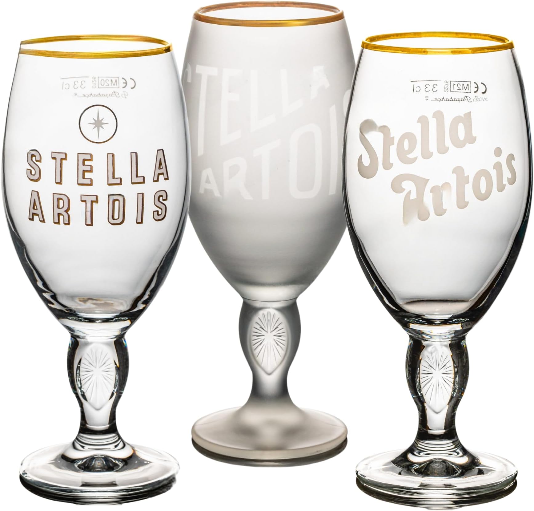 Roxley X3 Stella Heritage Set Gold Rimmed Half Pint Glass | 33cl Stella Glasses |