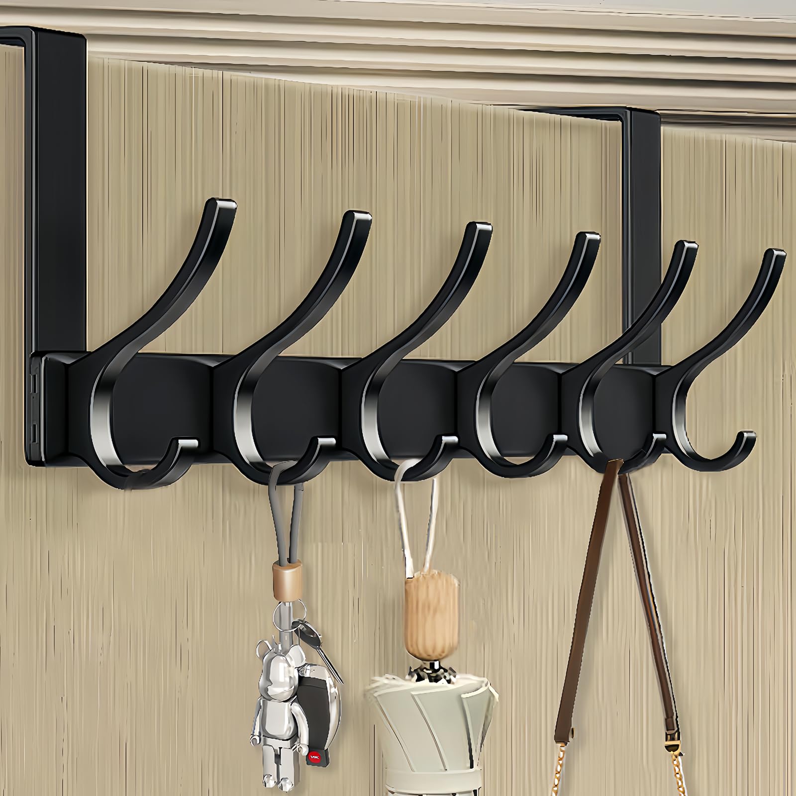 Appendiabiti Da Porta Con 6 Ganci - In Metallo Bianco, Senza Forare, Per Cucina, Bagno E Ufficio - Foto 12